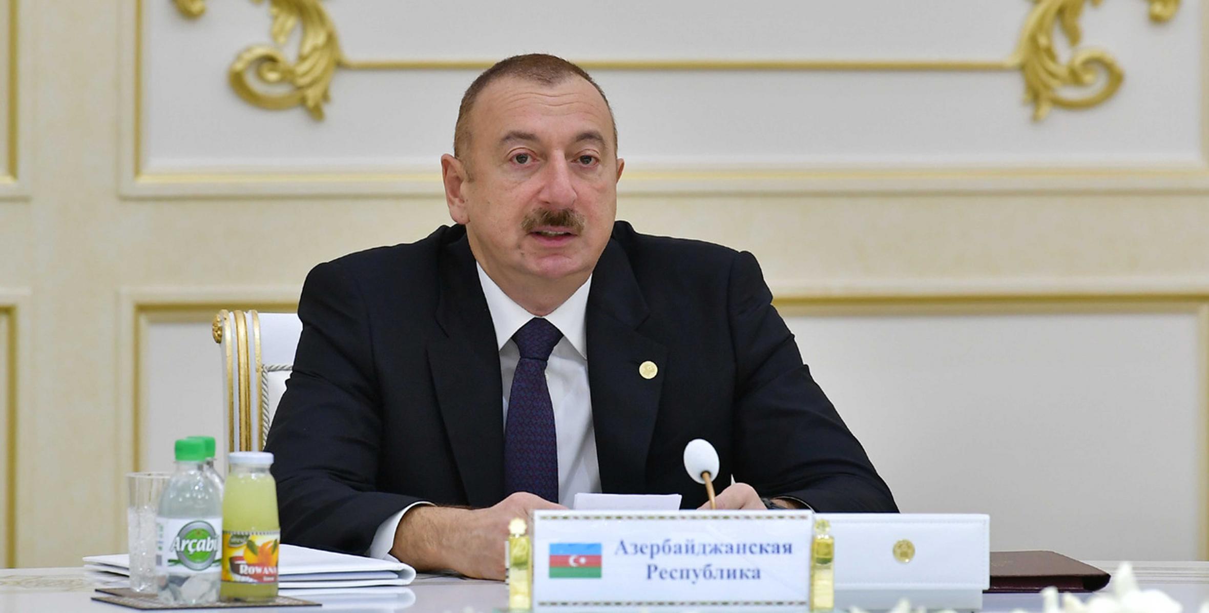 MDB Dövlət Başçıları Şurasının məhdud tərkibdə iclasında İlham Əliyevin nitqi