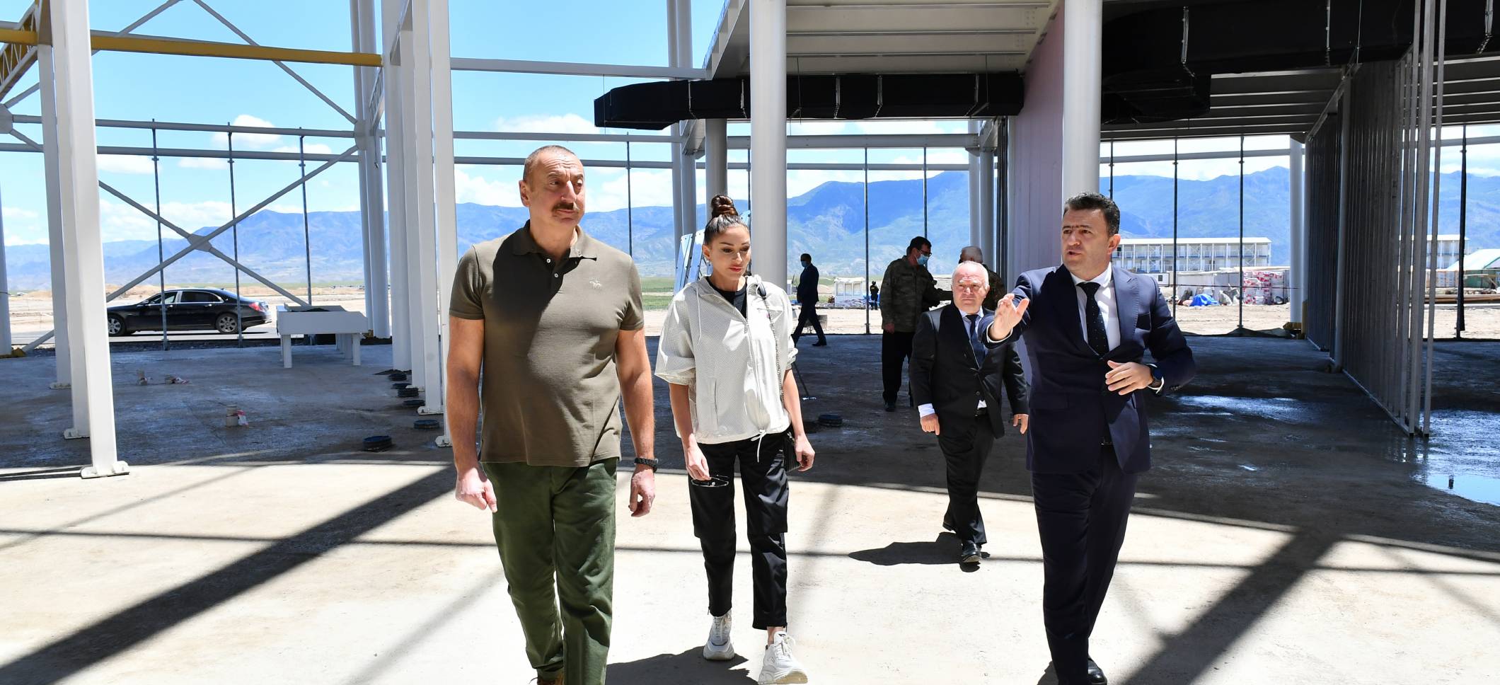 Ilham Aliyev and First Lady Mehriban Aliyeva viewed construction progress at Zangilan International Airport