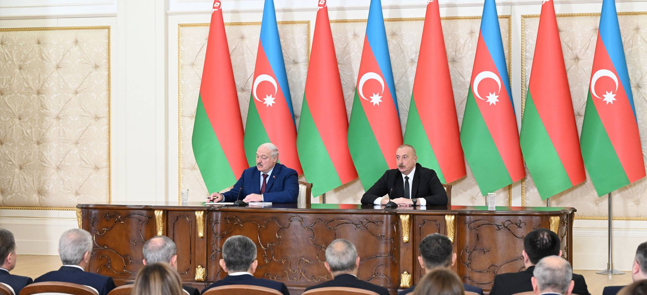 Ильхам Алиев и Президент Александр Лукашенко выступили с заявлениями для прессы