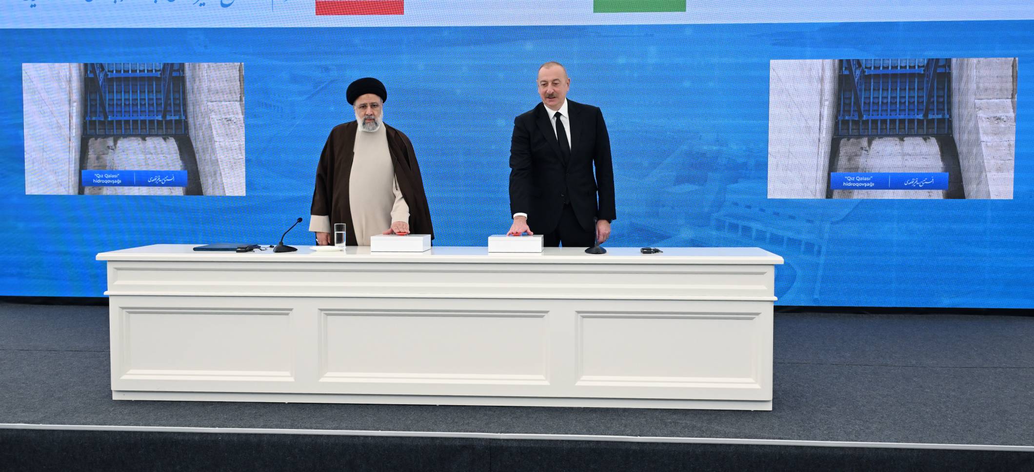 Ceremony to commission "Khudafarin" hydroelectric complex and inaugurate "Giz Galasi" hydroelectric complex got underway with participation of Azerbaijani and Iranian Presidents