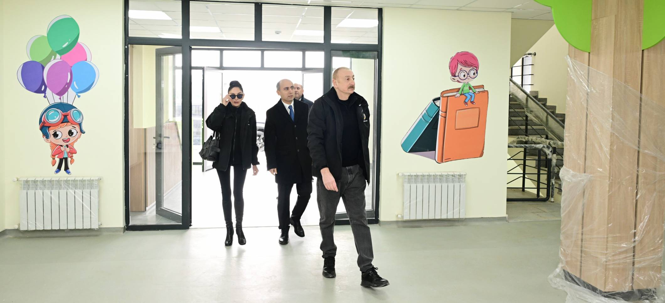 Ilham Aliyev inspected construction progress at nursery-kindergarten No.1 in Aghdam city