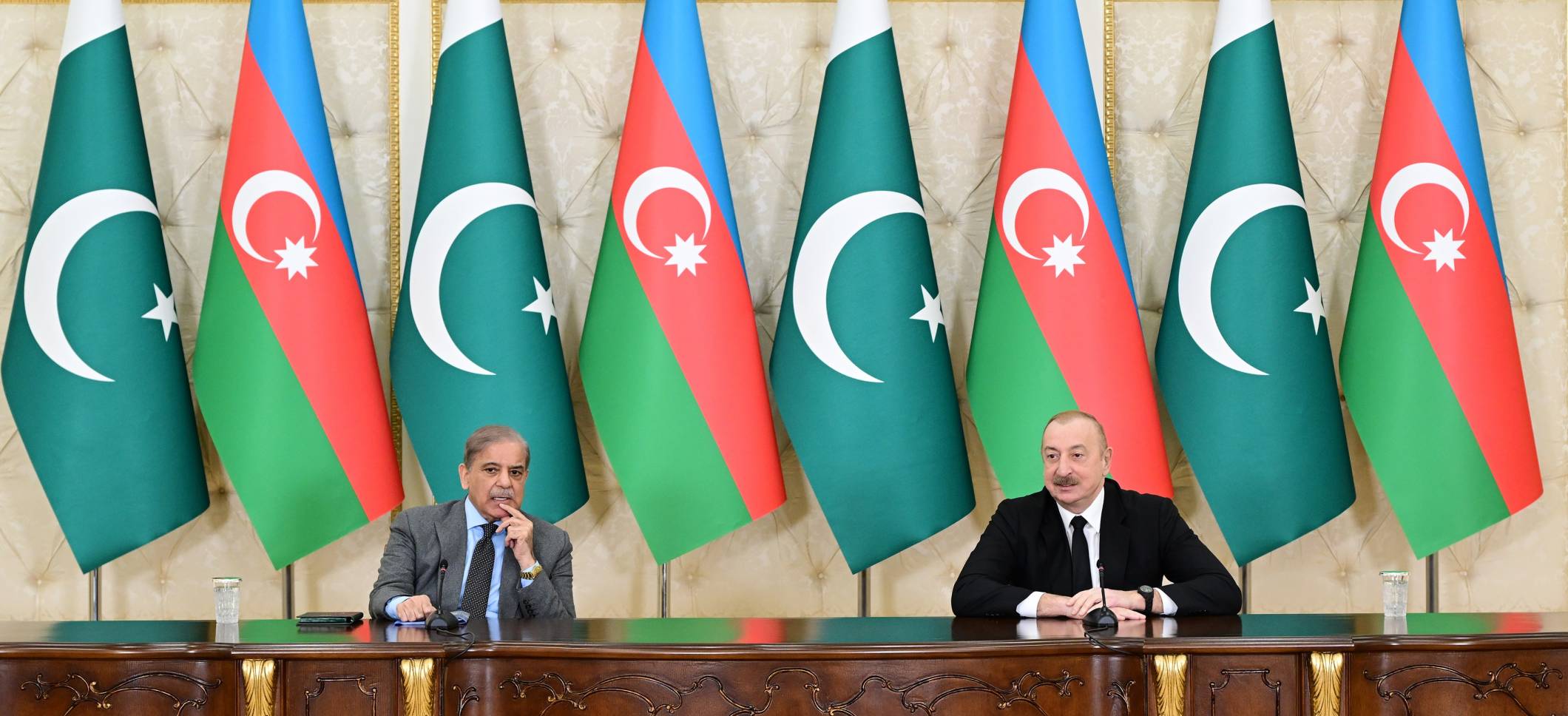 Ilham Aliyev and Prime Minister of Pakistan Muhammad Shehbaz Sharif made press statements