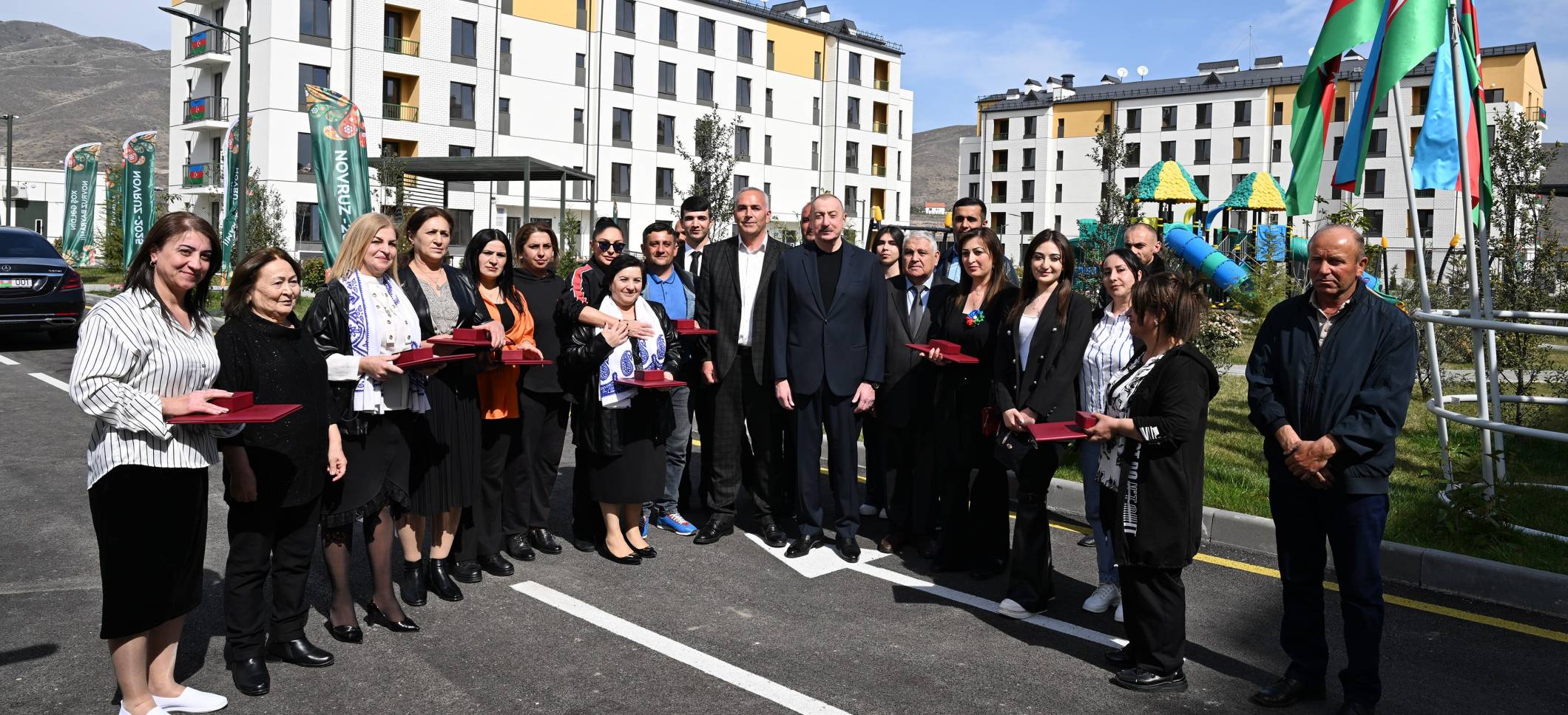 Ilham Aliyev and First Lady Mehriban Aliyeva attended the inauguration ceremony of a newly built residential complex in Sugovushan village in the Aghdara district