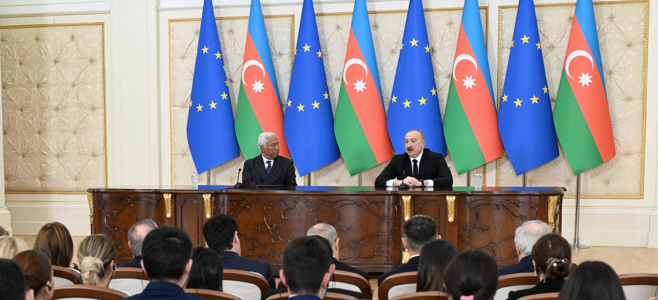 İlham Əliyev və Avropa İttifaqı Şurasının Prezidenti mətbuata bəyanatlarla çıxış ediblər