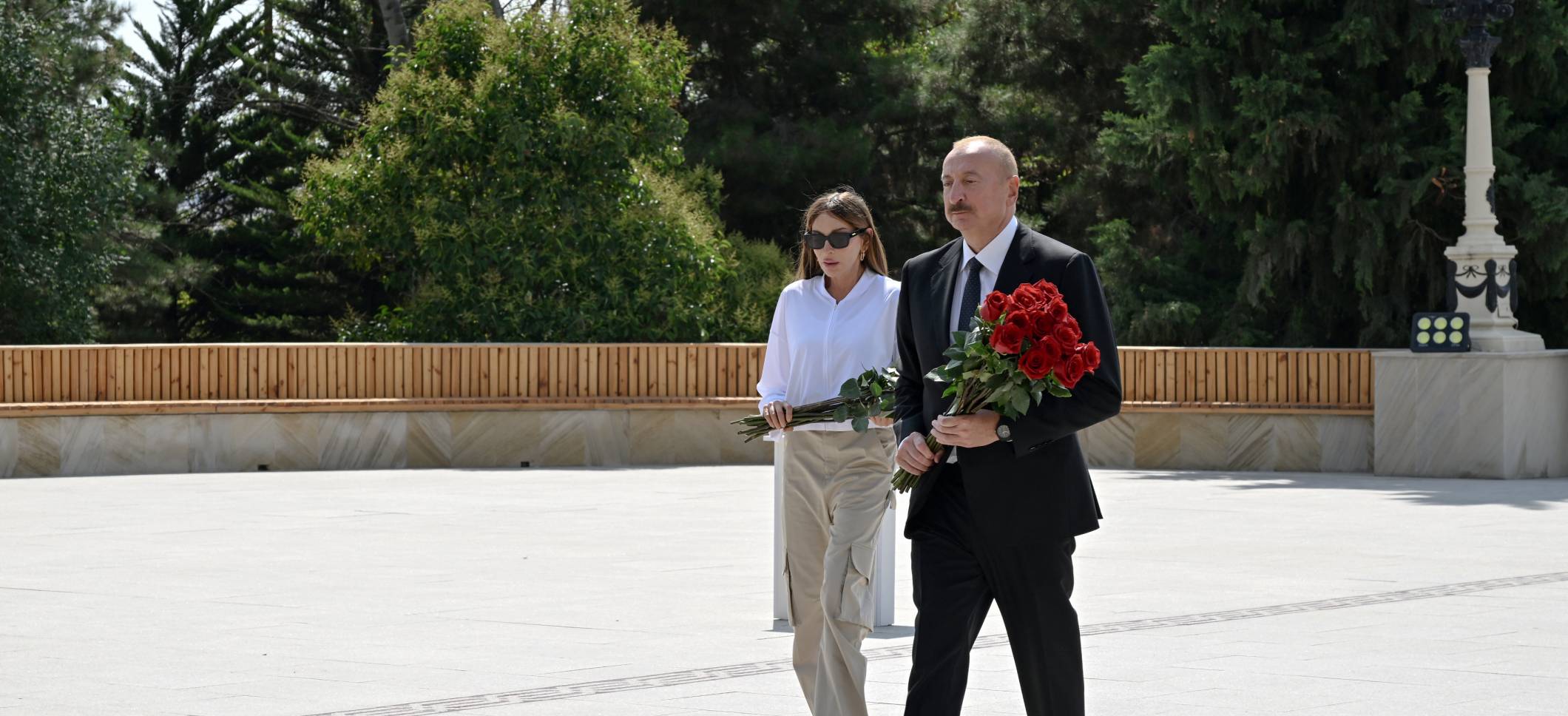 Ilham Aliyev and First Lady Mehriban Aliyeva arrived in Shamakhi district