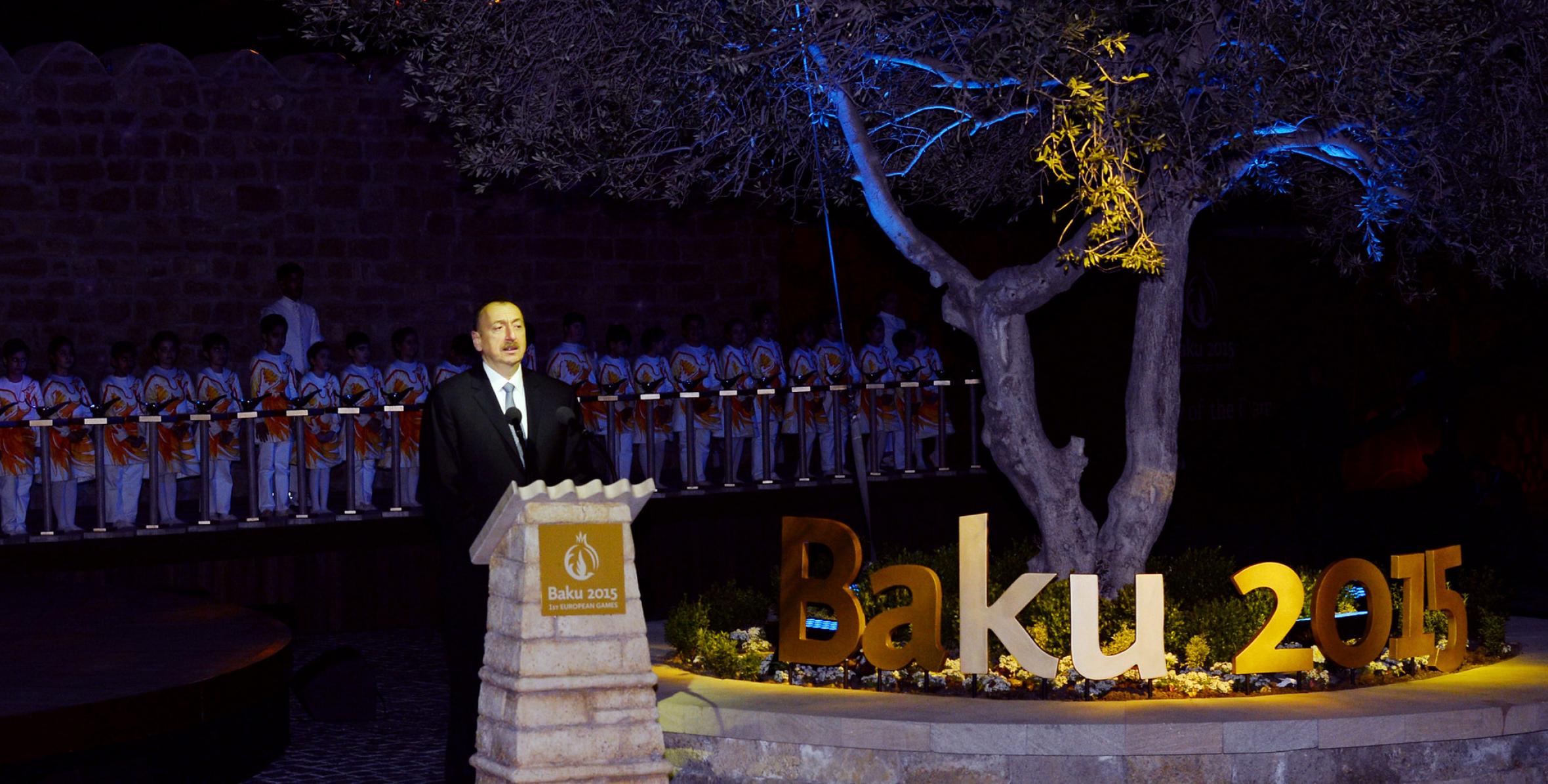 Речь Ильхама Алиева на церемонии зажжения факела первых Европейских игр «Баку-2015»