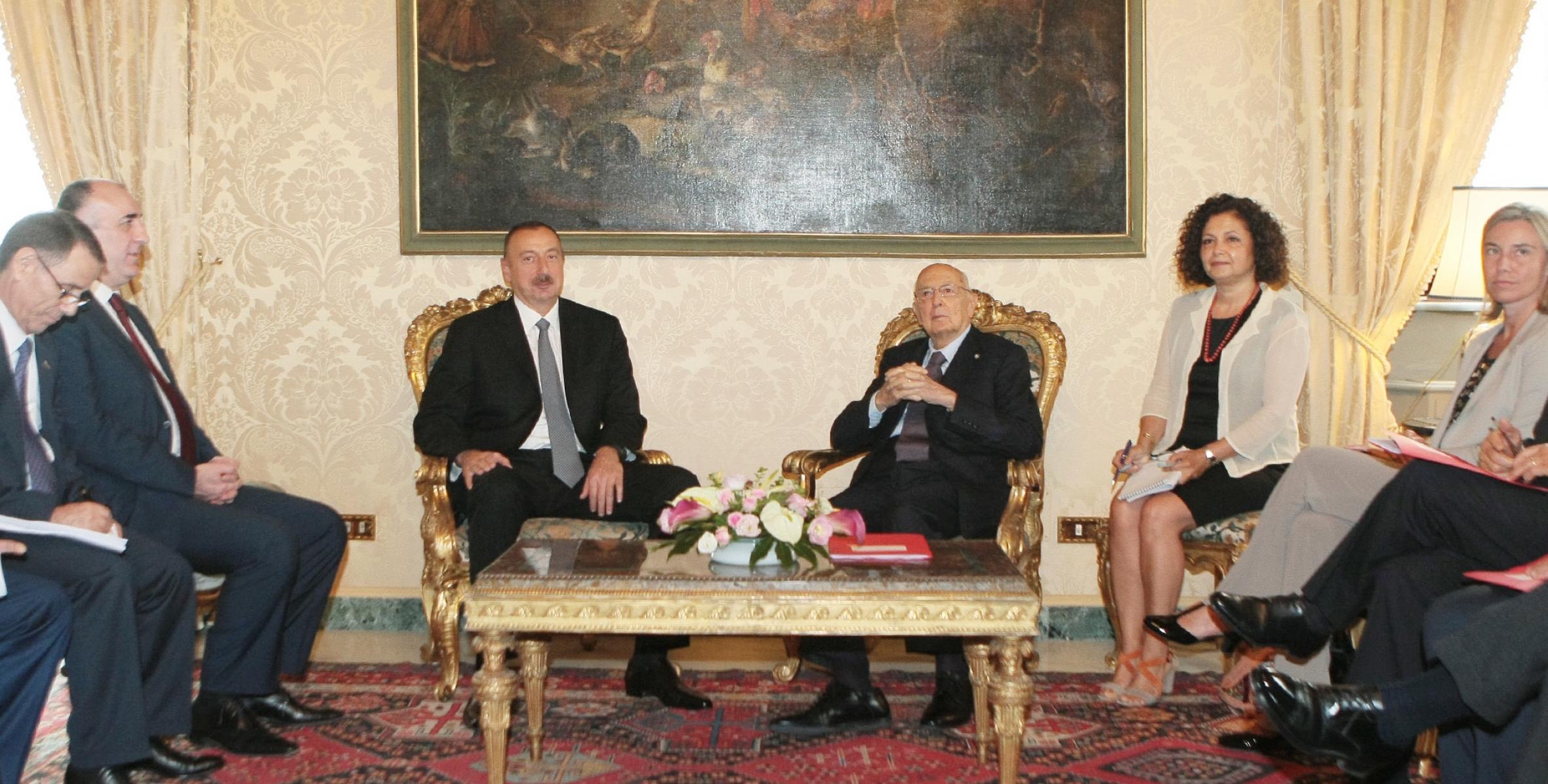 Состоялась встреча Ильхама Алиева и Президента Итальянской Республики Джорджо Наполитано в расширенном составе