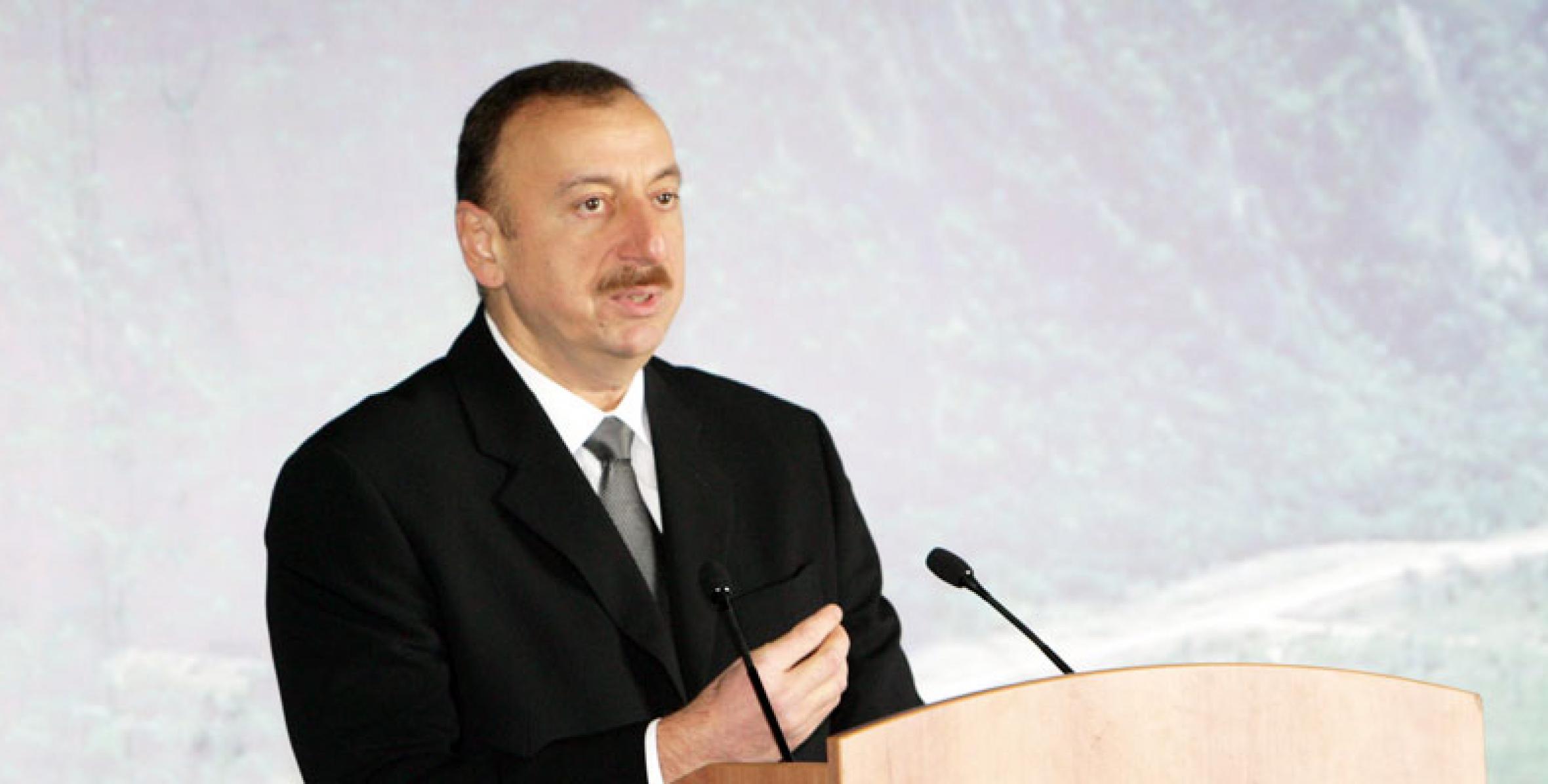 Речь Ильхама Алиева на церемонии открытия водопровода Огуз-Габала-Баку
