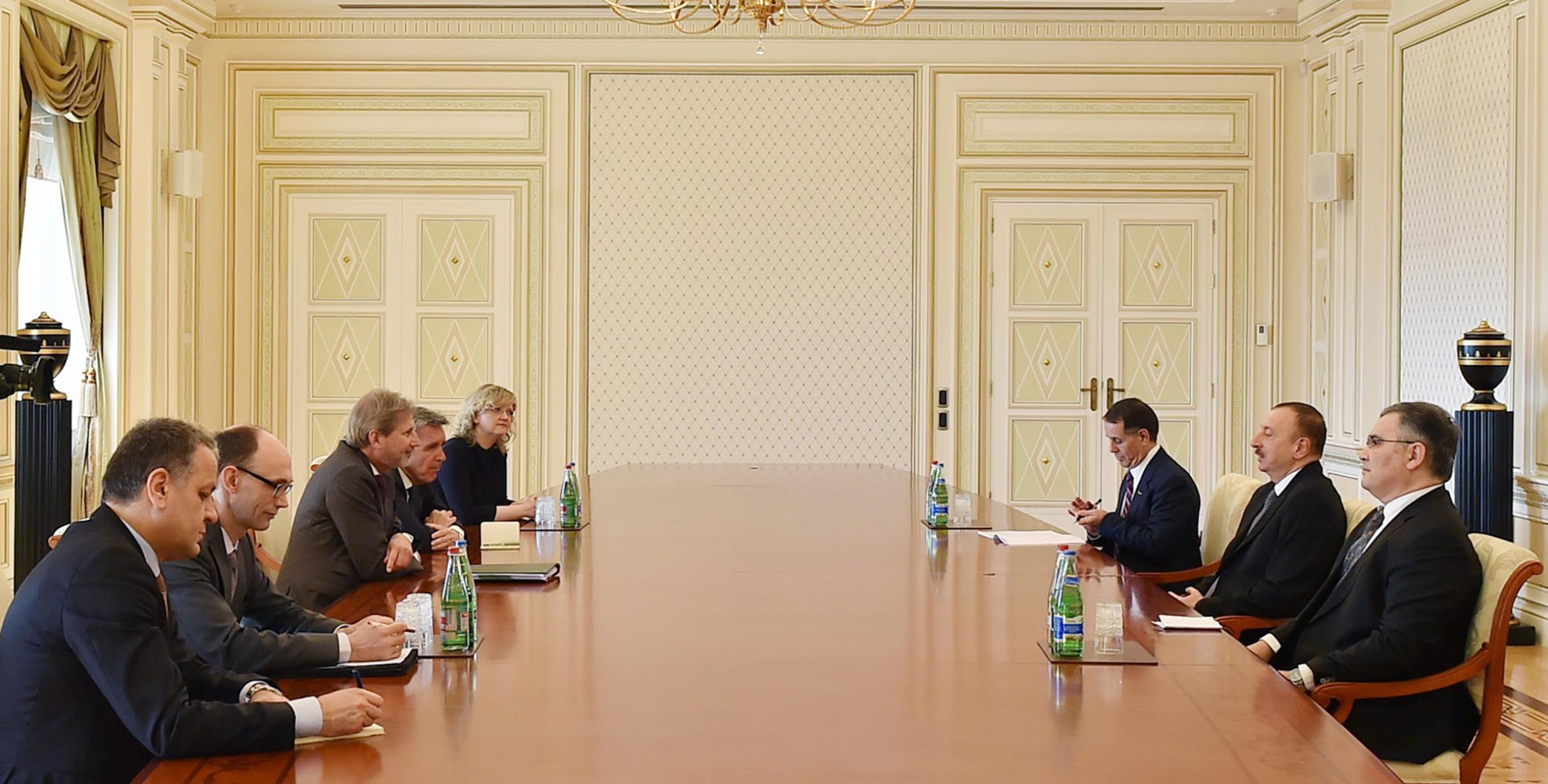 Ilham Aliyev received a delegation led by European Commissioner on Neighbourhood Policy and Enlargement Negotiations