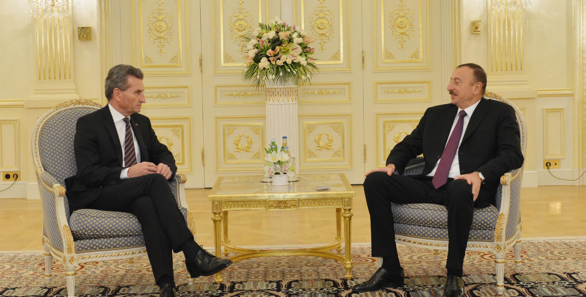 Ilham Aliyev received the Energy Commissioner of the European Union Guenther Oettinger