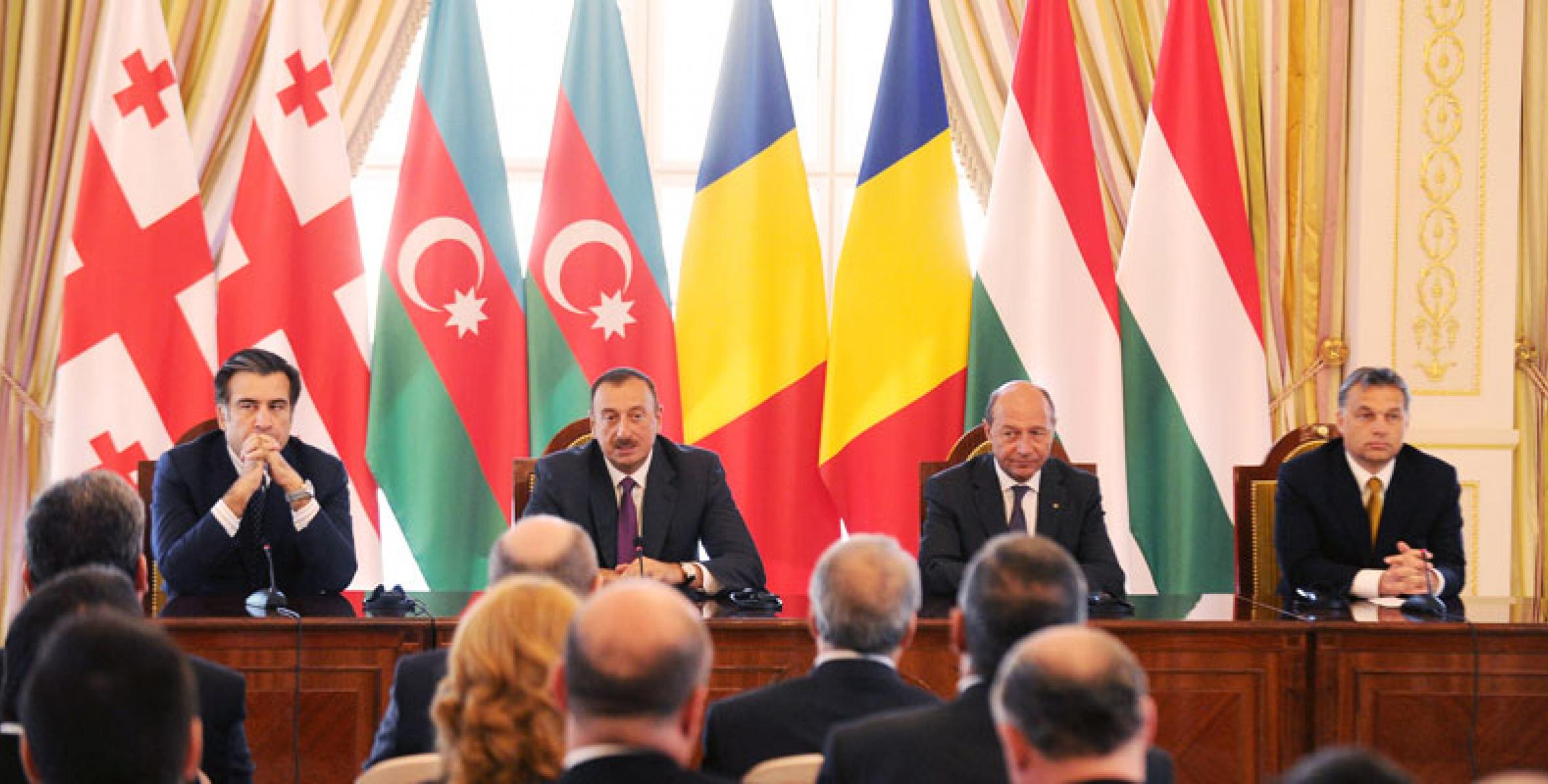 Speech by President IIham Aliyev at the joint press conference of the Romanian, Georgian, and Hungarian state and government leaders