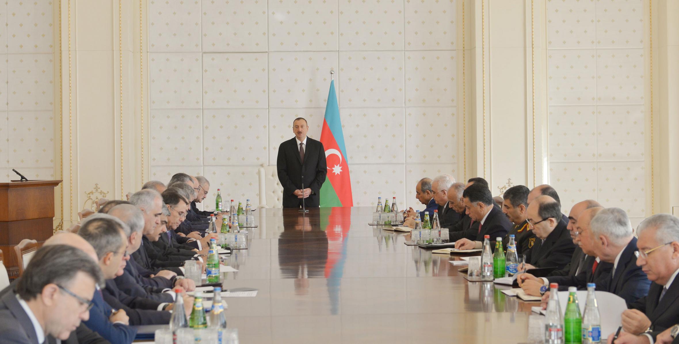 Opening speech by Ilham Aliyev at the meeting of the Cabinet of Ministers dedicated to the results of socioeconomic development in the first quarter of 2014 and objectives for the future