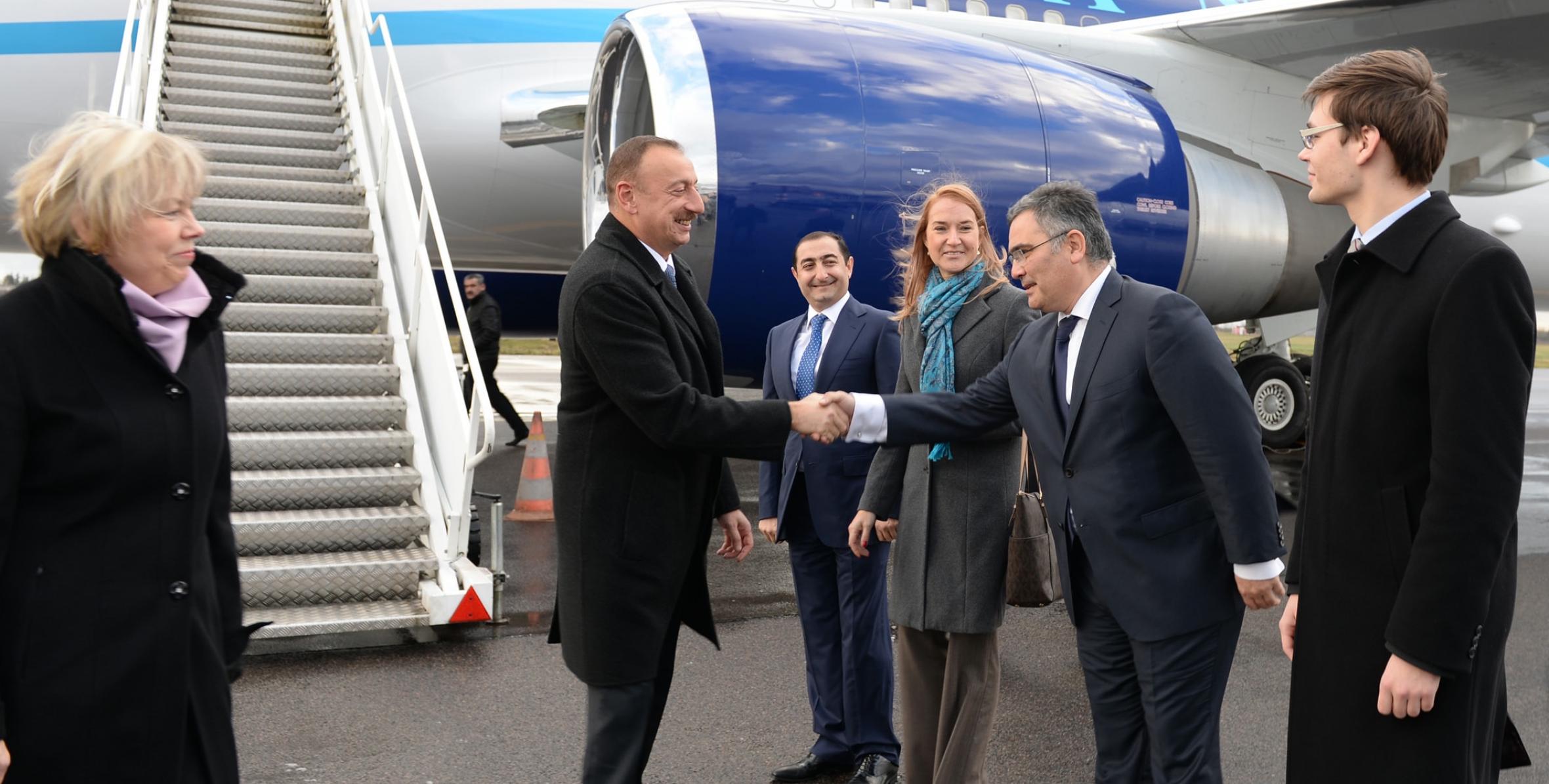 Ilham Aliyev has arrived in Lithuania on a working visit