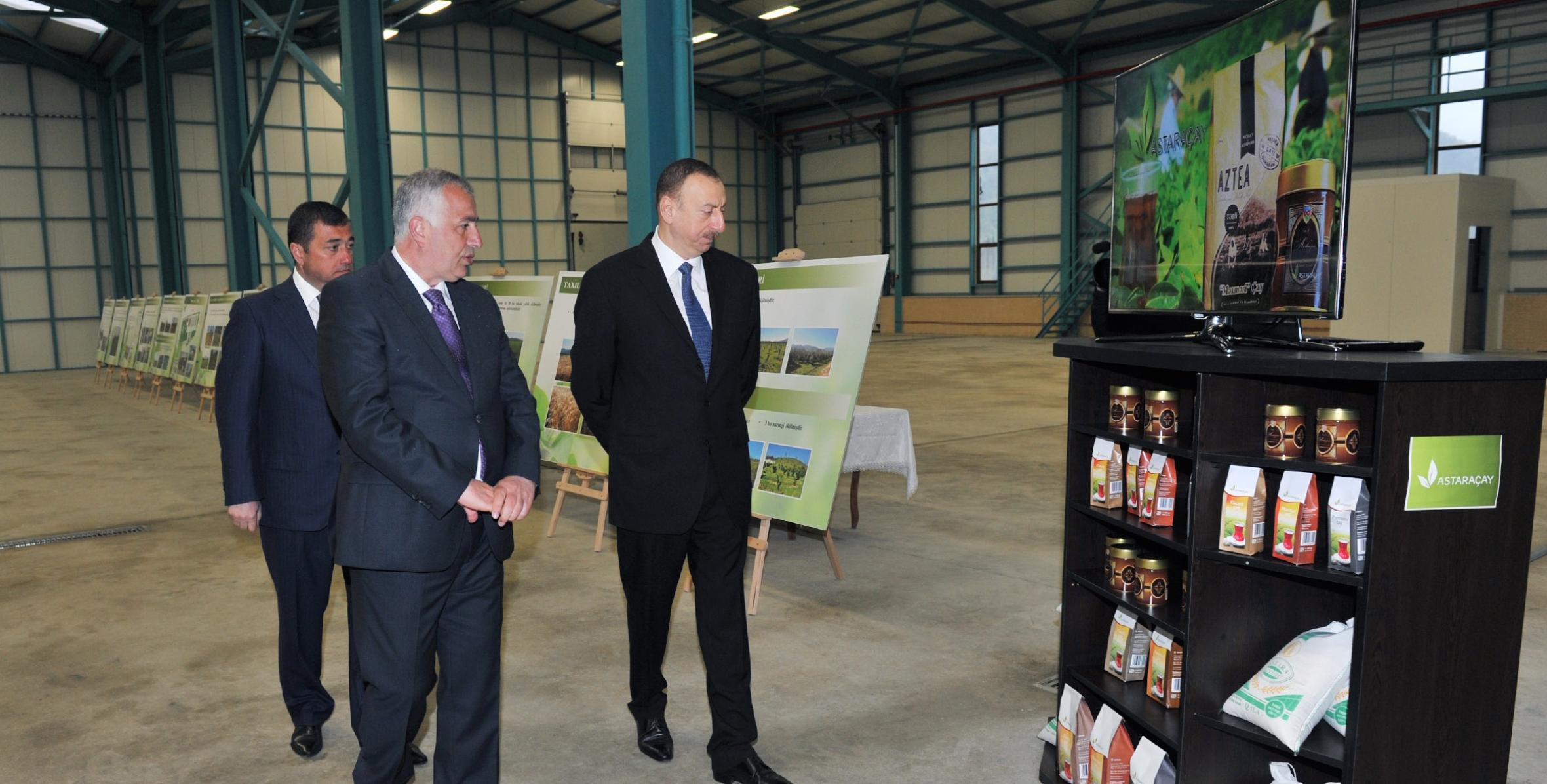 Ilham Aliyev reviewed a tea processing factory of Astarachay LLC