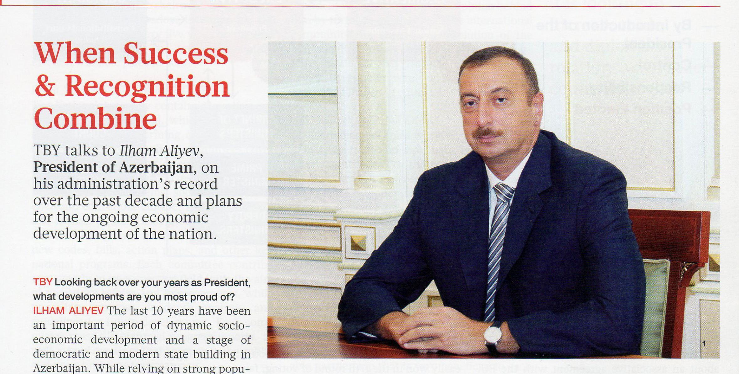 Ильхам Алиев дал интервью влиятельному британскому журналу The Business Year