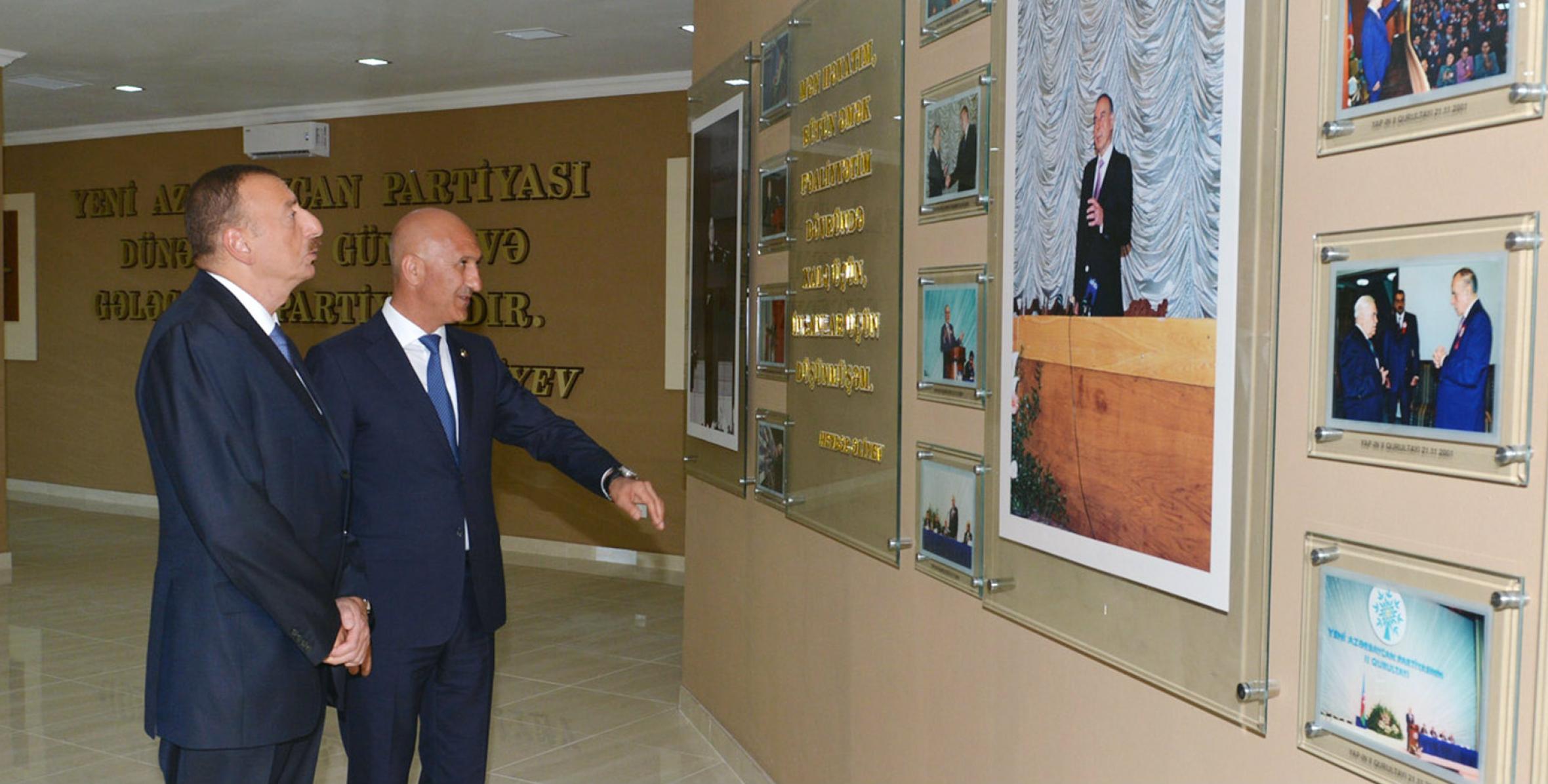 İlham Əliyev Yeni Azərbaycan Partiyası Siyəzən rayon təşkilatının yeni inzibati binasının açılışında iştirak etmişdir