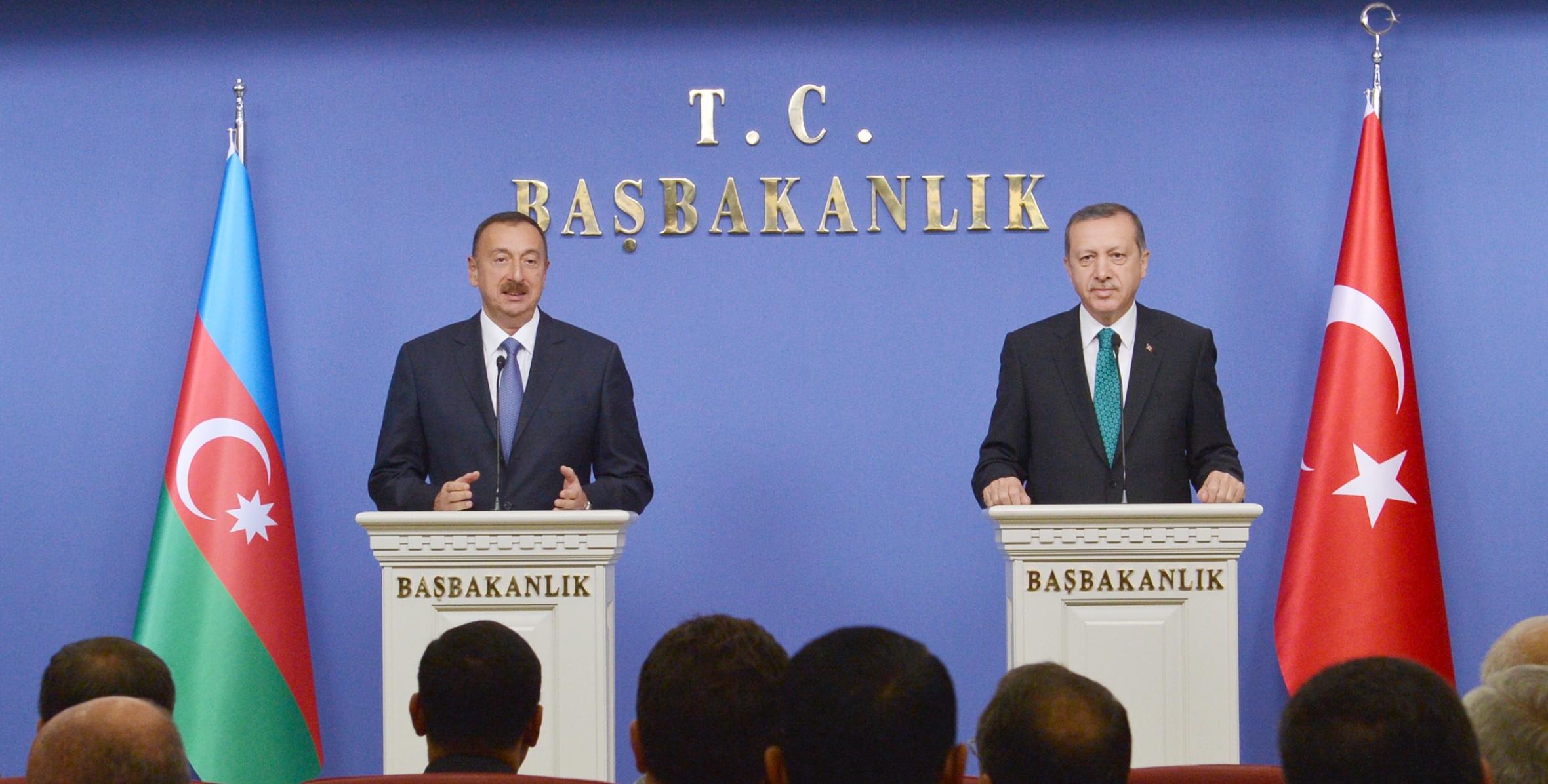 Состоялась пресс-конференция Ильхама Алиева и премьер-министра Турции Реджепа Тайиба Эрдогана