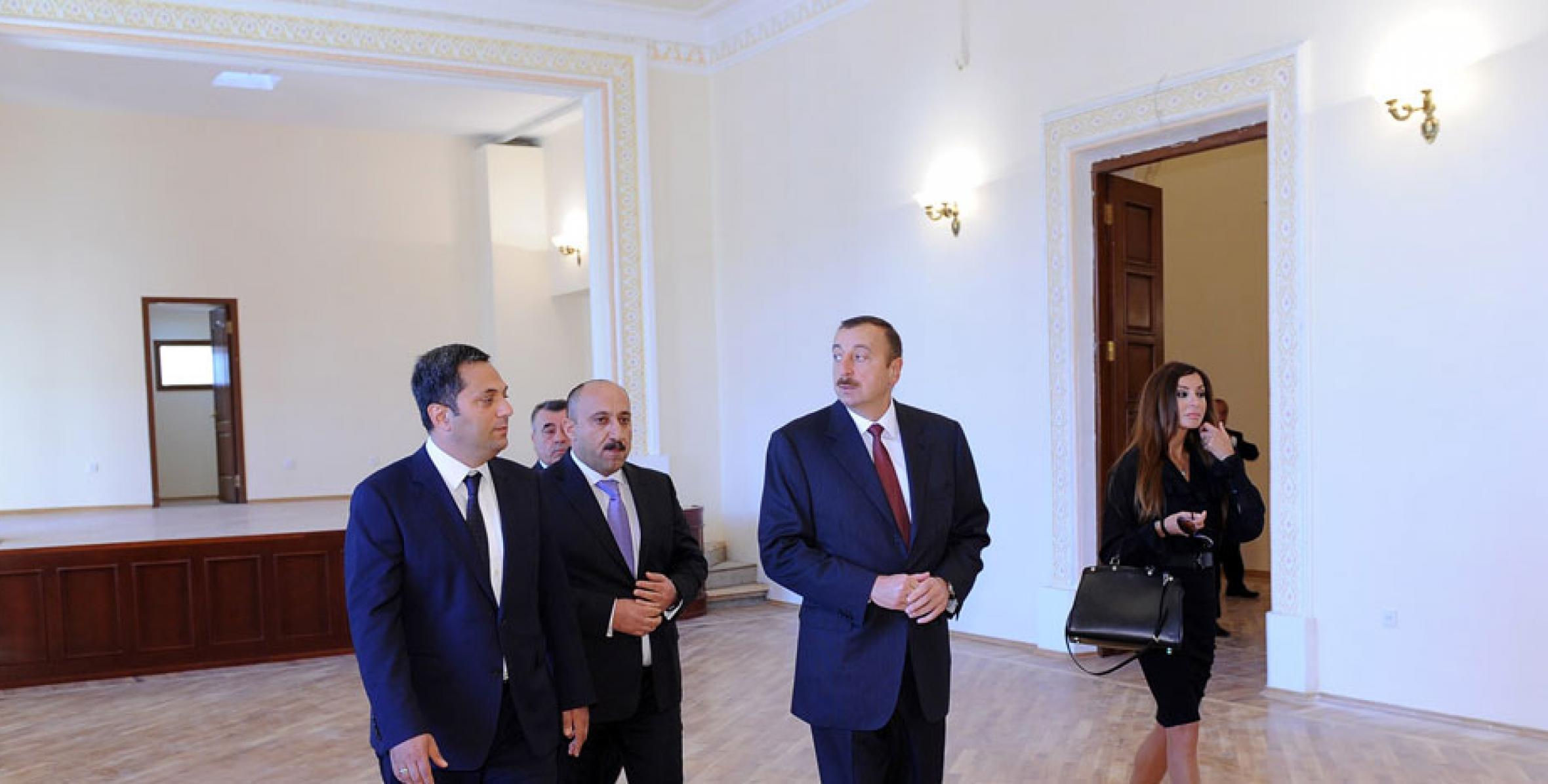 Ilham Aliyev checked out the reconstruction works carried out in the building of the Mingachevir State Drama Theatre