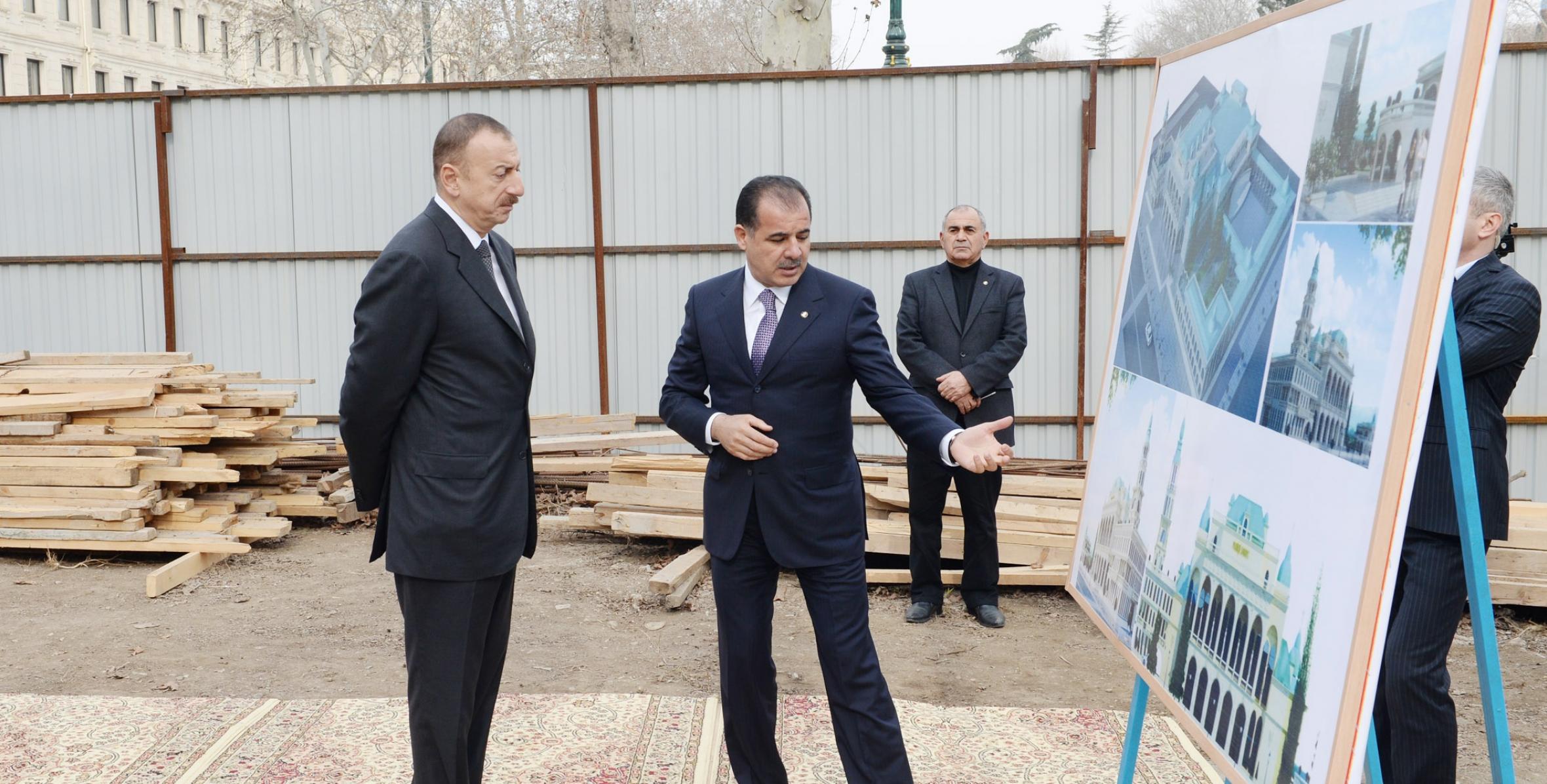 İlham Əliyev Gəncə Dövlət Filarmoniyasının yeni binasında aparılan inşaat işləri ilə tanış olmuşdur