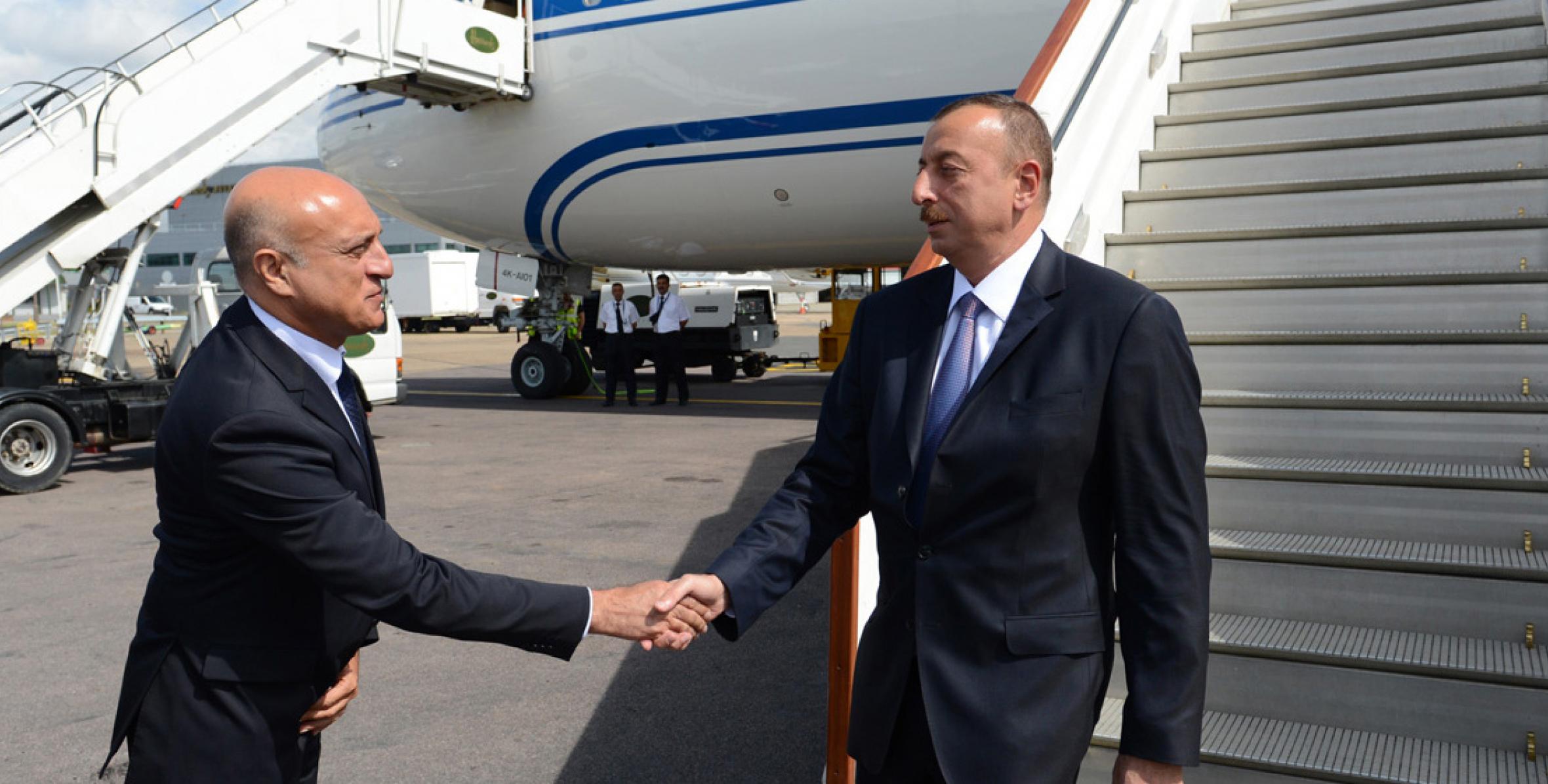 Ilham Aliyev arrived in Great Britain on a working visit
