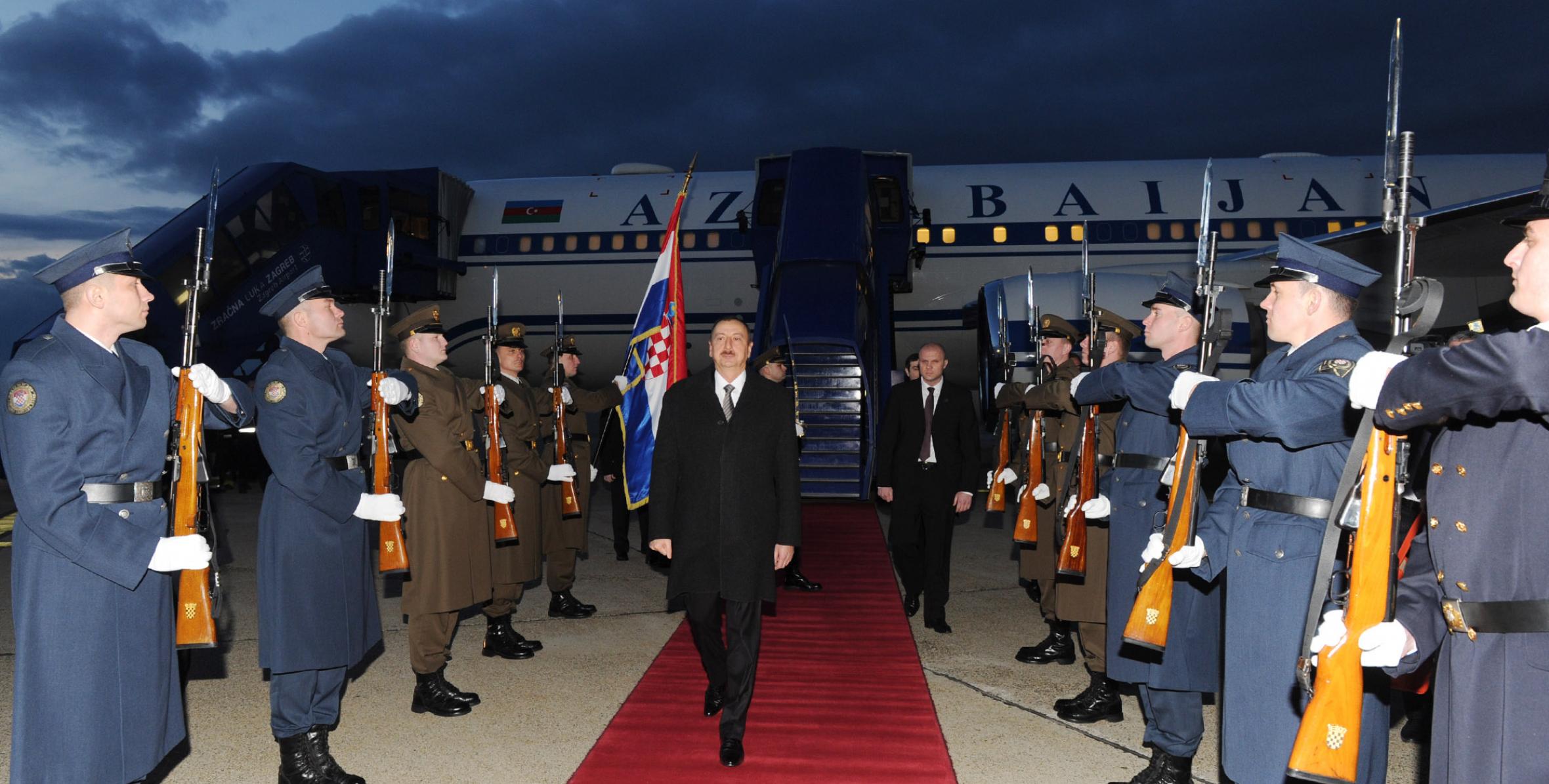 Ilham Aliyev arrived in Croatia on official visit