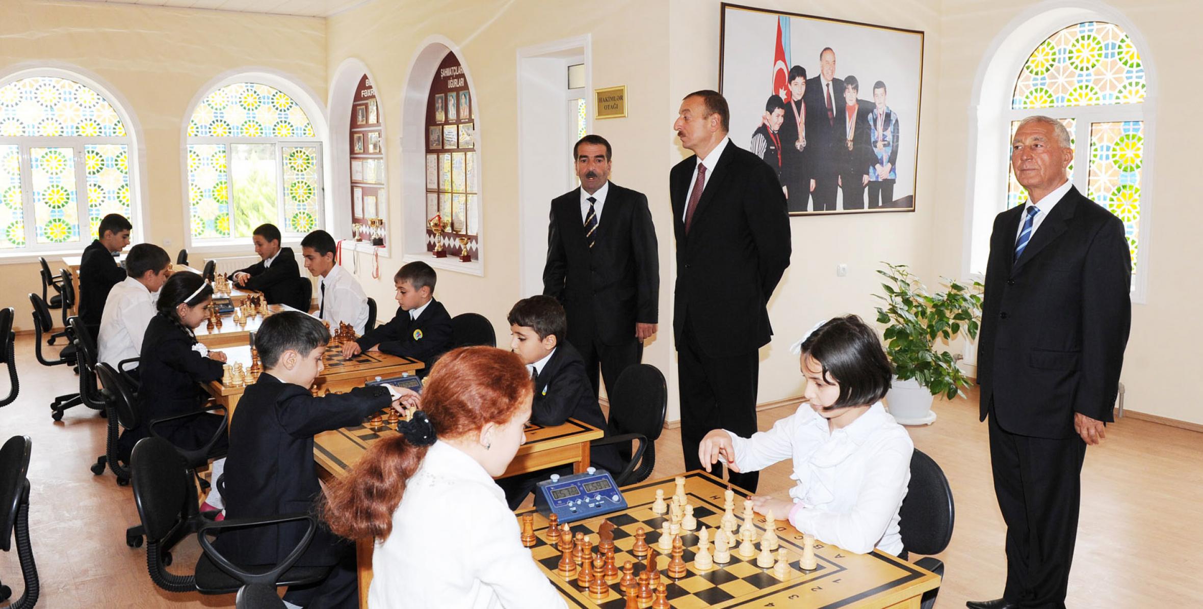 Ilham Aliyev attended the opening of the Khachmaz chess school