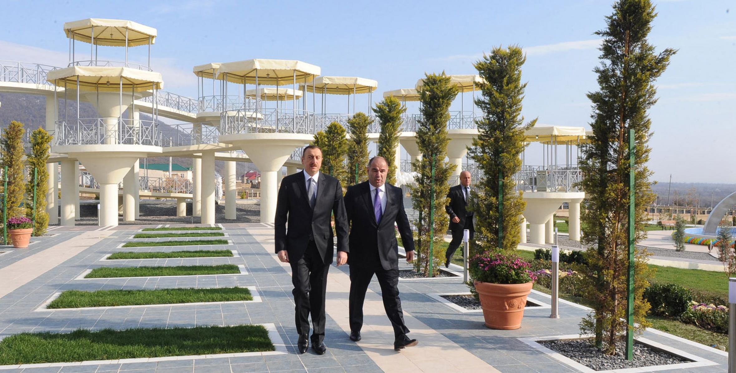 Ilham Aliyev attended the opening of the Oguz city recreation and culture park