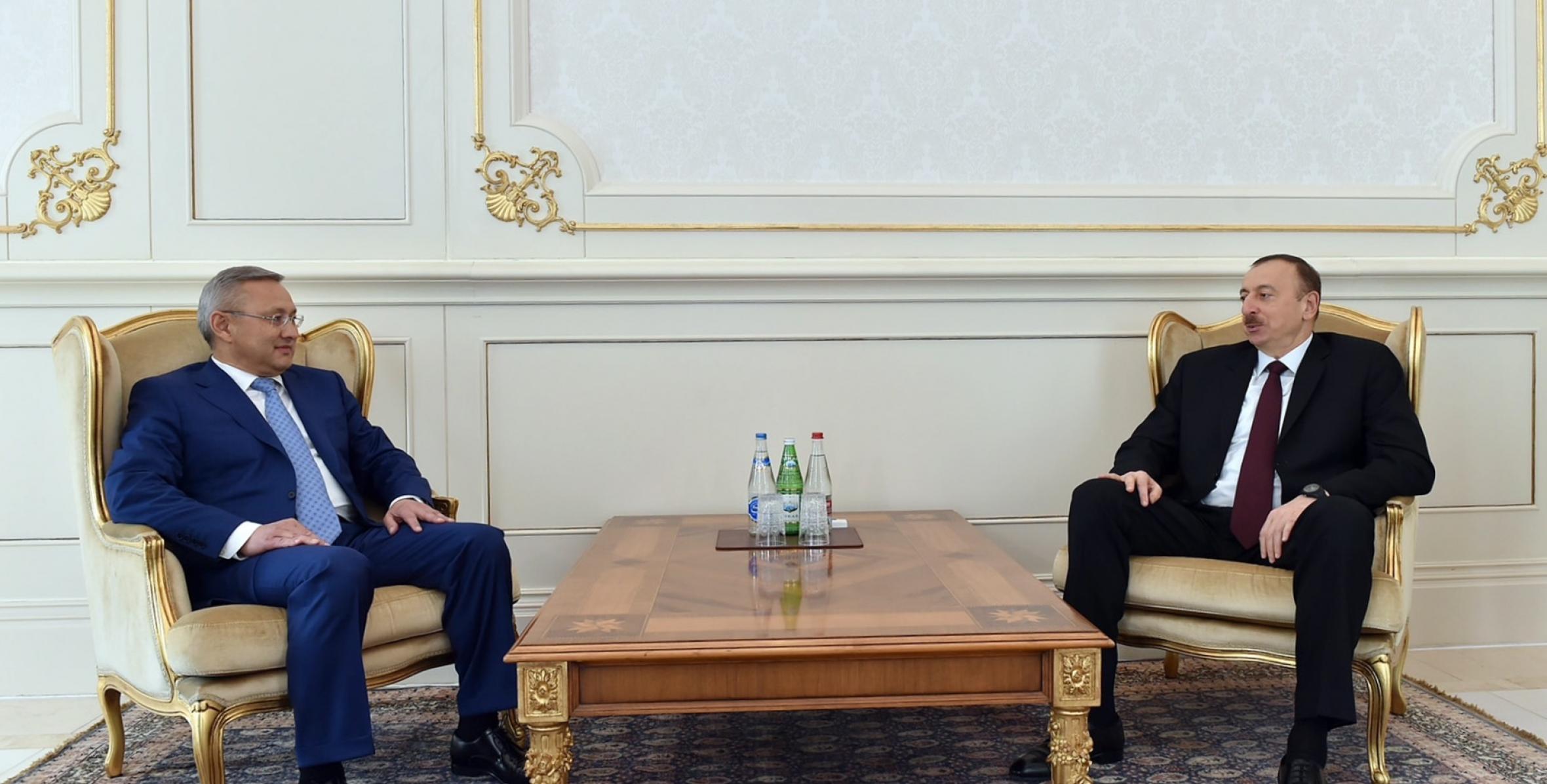 Ilham Aliyev received the credentials of the newly-appointed Ambassador of Kazakhstan