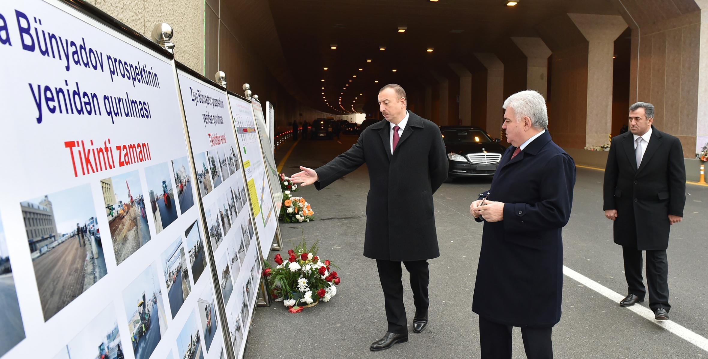 Ильхам Алиев принял участие в открытии после реконструкции проспекта Зии Буньятова в Баку