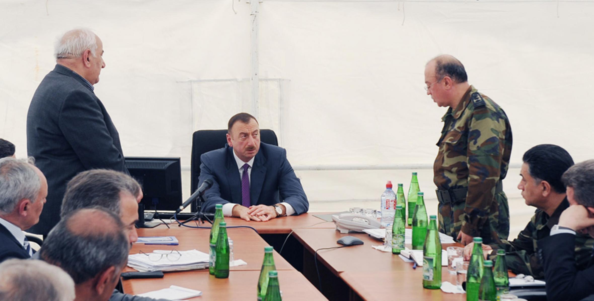 Ilham Aliyev held an itinerant meeting in Shirvan City on natural disaster