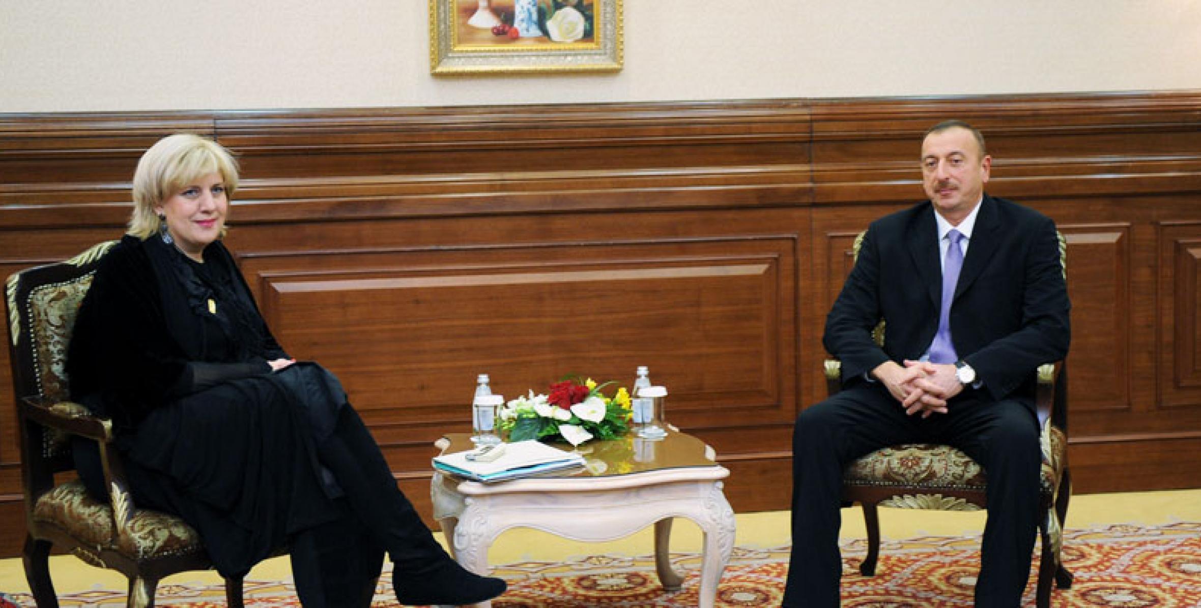 Ильхам Алиев встретился в Астане с представителем ОБСЕ по свободе СМИ Дуньей Миятович