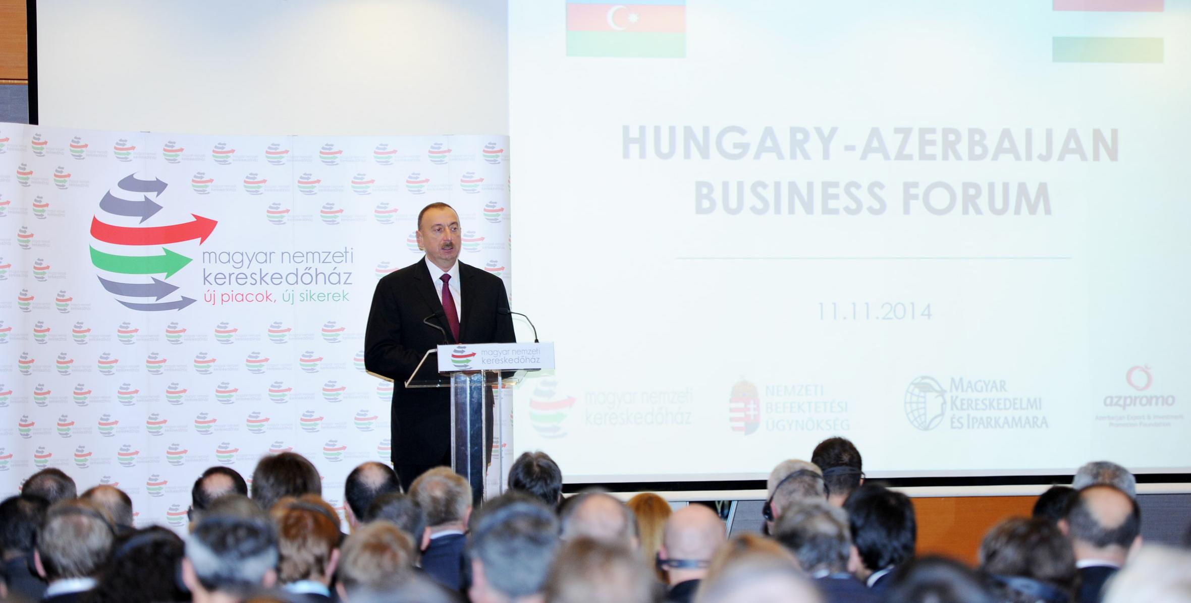 Ilham Aliyev and Hungarian Prime Minister Viktor Orban attended the Hungarian-Azerbaijani business forum