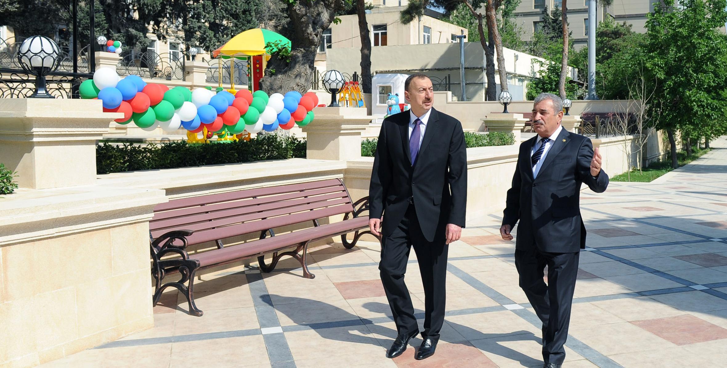 Ilham Aliyev reviewed a new park in Inshaatchilar Avenue of Baku