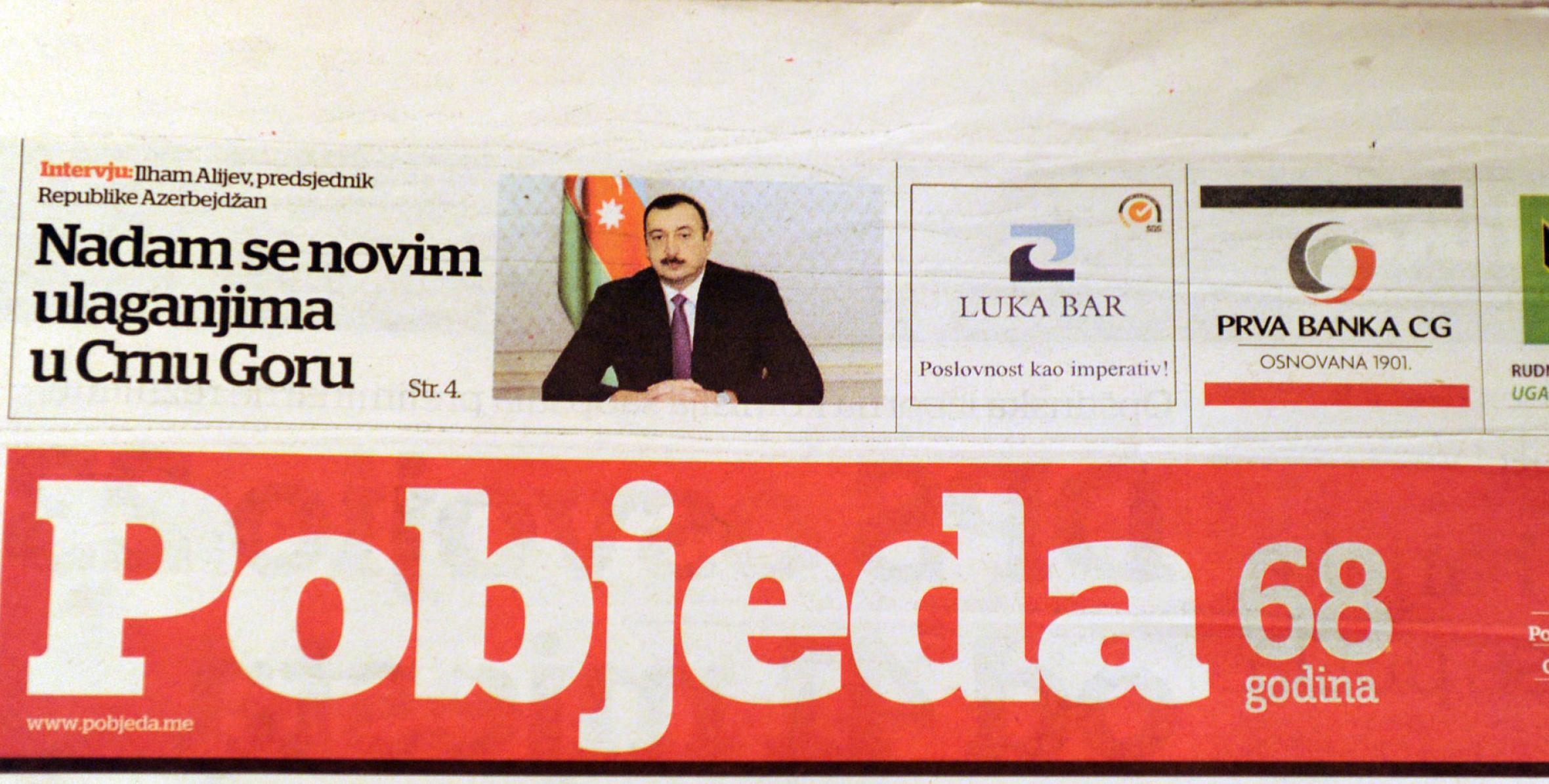 Ilham Aliyev gave an interview to Montenegrin newspaper "Pobjeda"