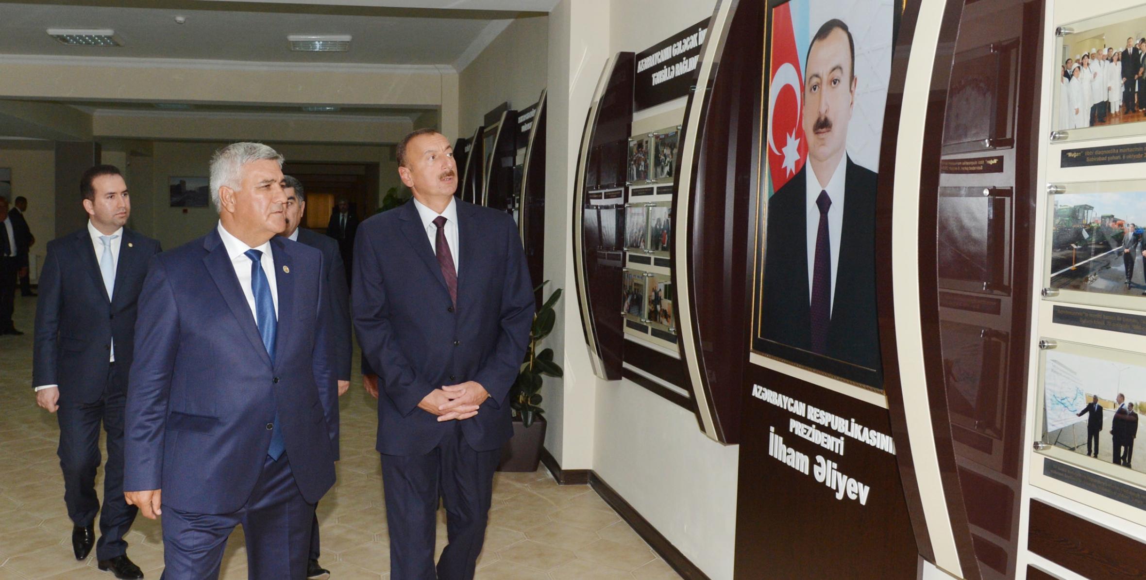 Ilham Aliyev reviewed the conditions created at a new building of secondary school No 1 named after Sabir in Sabirabad
