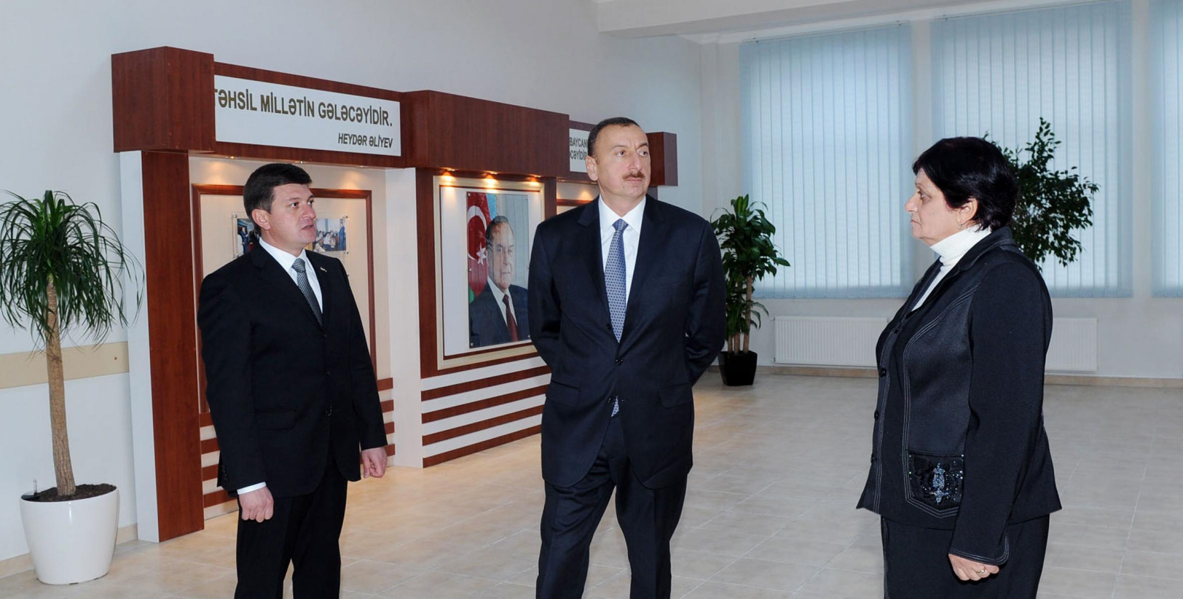 Ильхам Алиев принял участие в открытии полной средней школы номер 2 в поселке Нидж Габалинского района