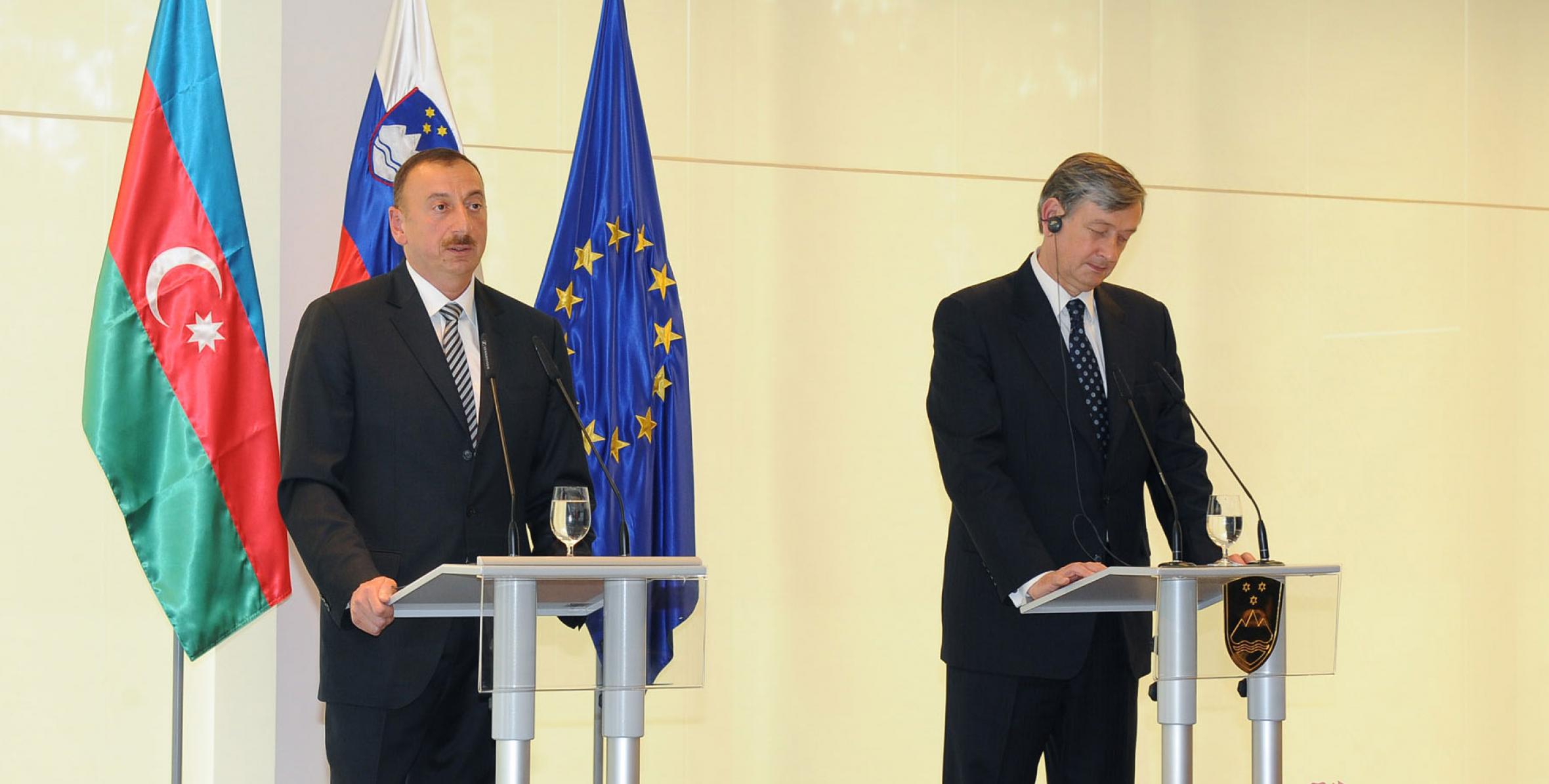 Состоялась совместная пресс-конференция Ильхама Алиева и Президента Словении Данило Тюрка