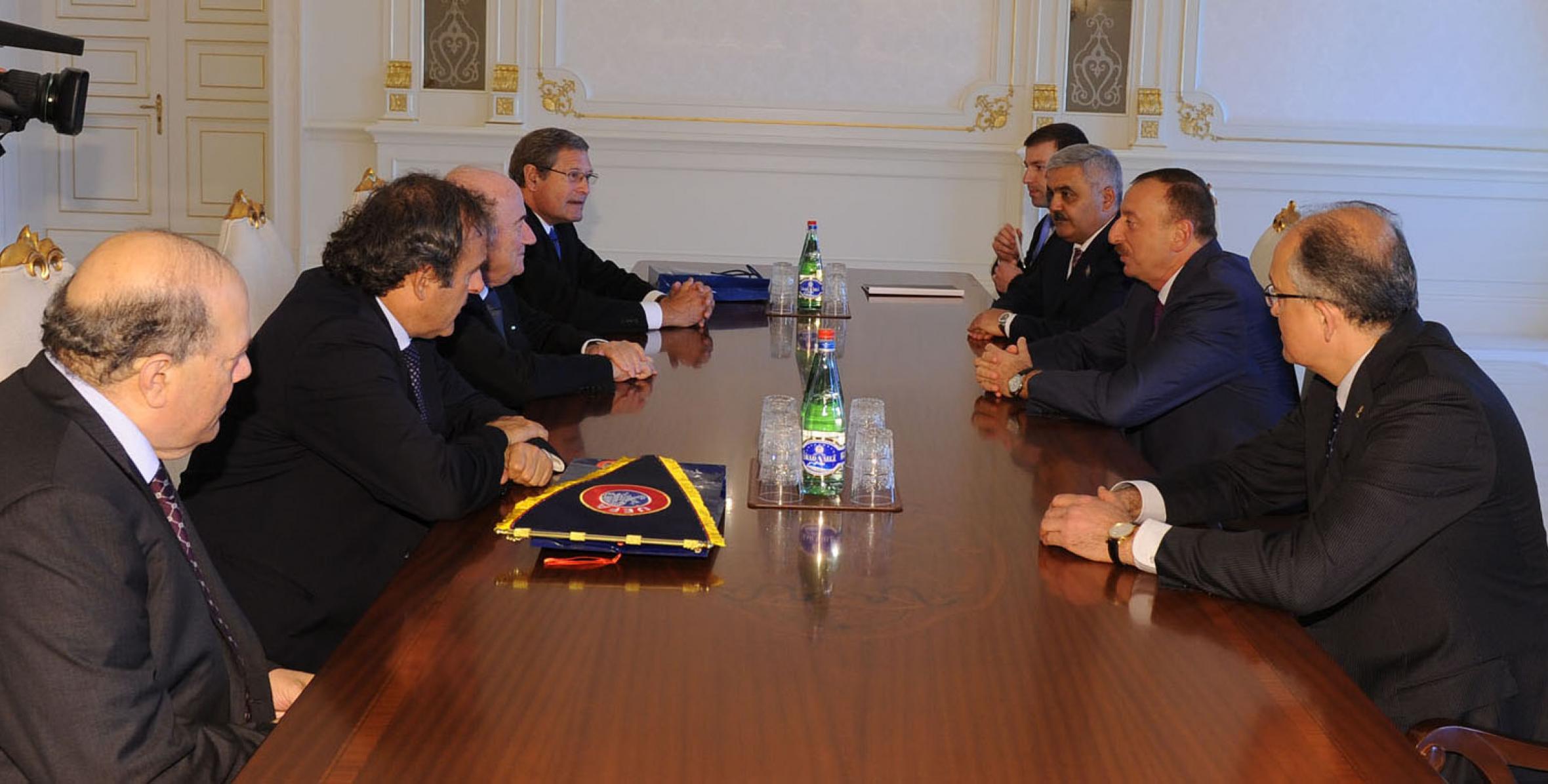 Ilham Aliyev received FIFA President Joseph Blatter and UEFA President Michel Platini