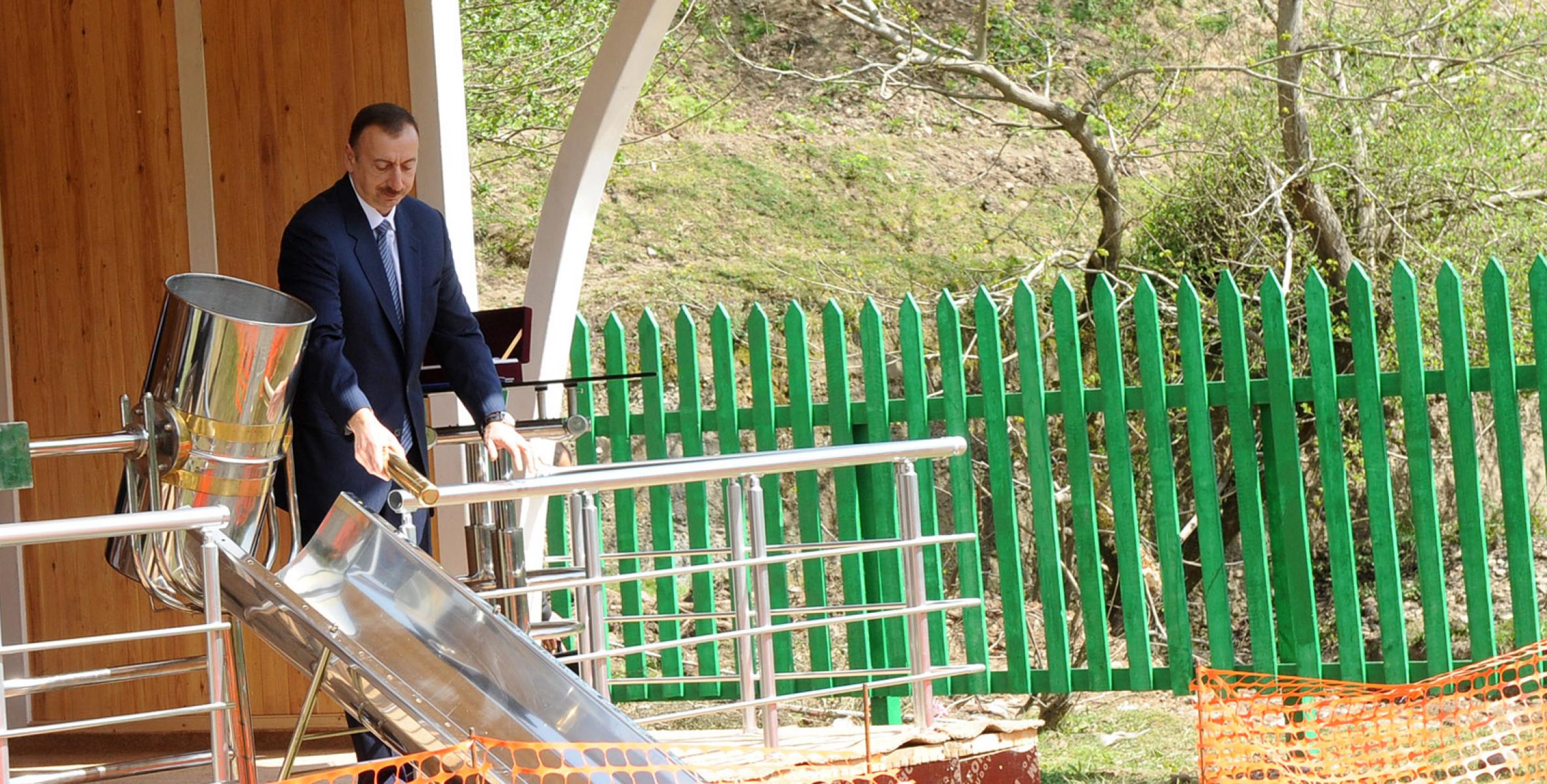 Ilham Aliyev attended a foundation-laying ceremony for mini-hydro power plant Astara-1