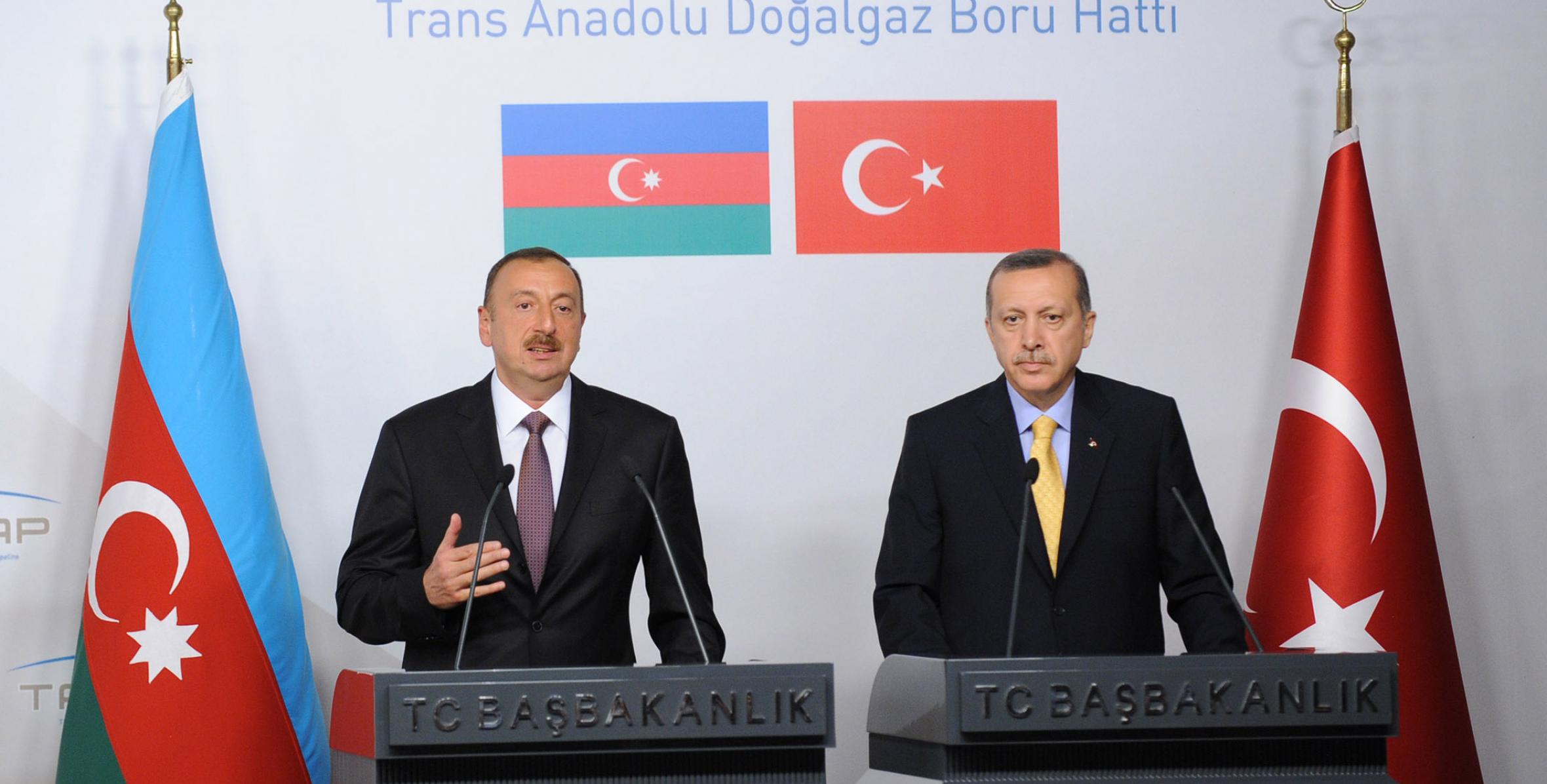 Ilham Aliyev and prime Minister Recep Tayyip Erdogan made statements for the press