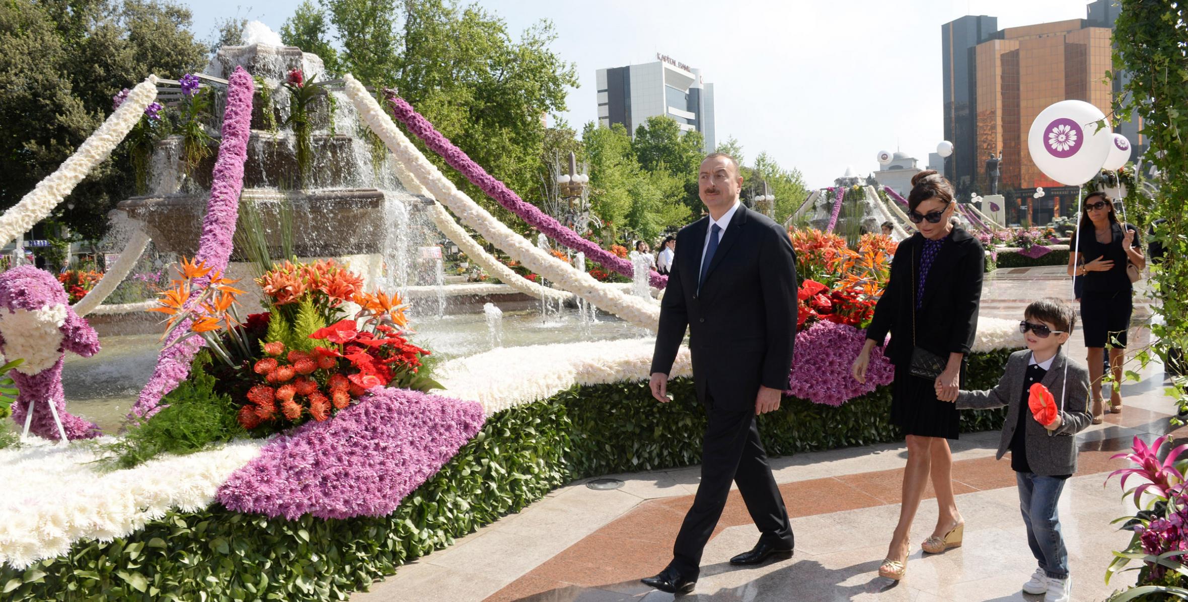 Ilham Aliyev took part in the flower festival organized in the capital on the occasion of the 91st birthday anniversary of nationwide leader Heydar Aliyev