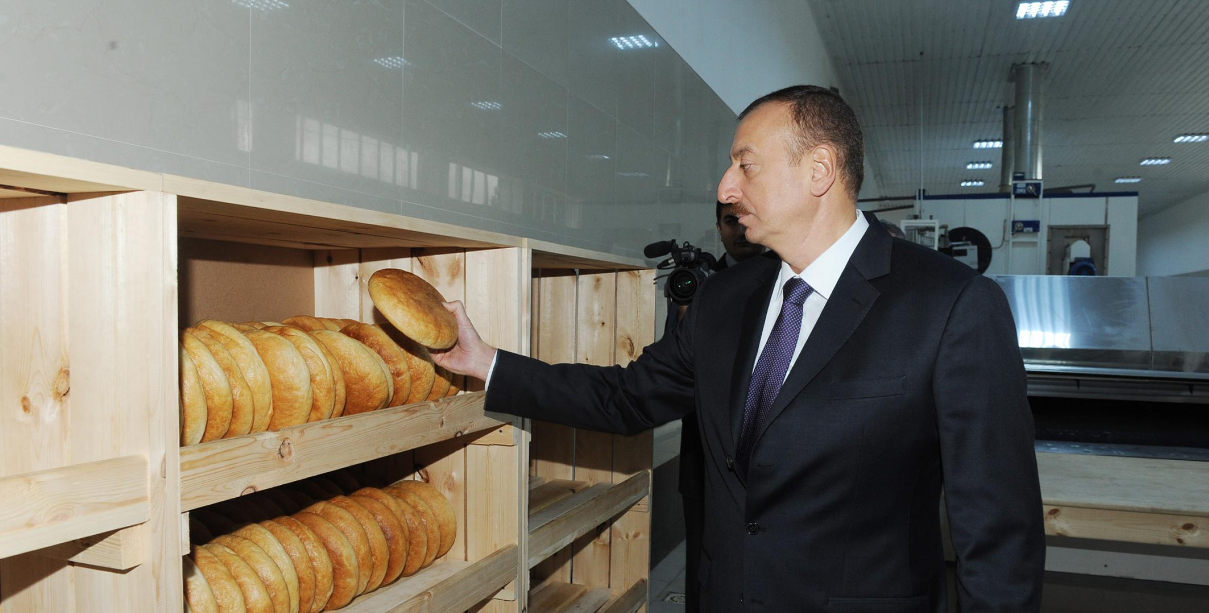 Ilham Aliyev attended the opening of a bread-baking plant in Agsu