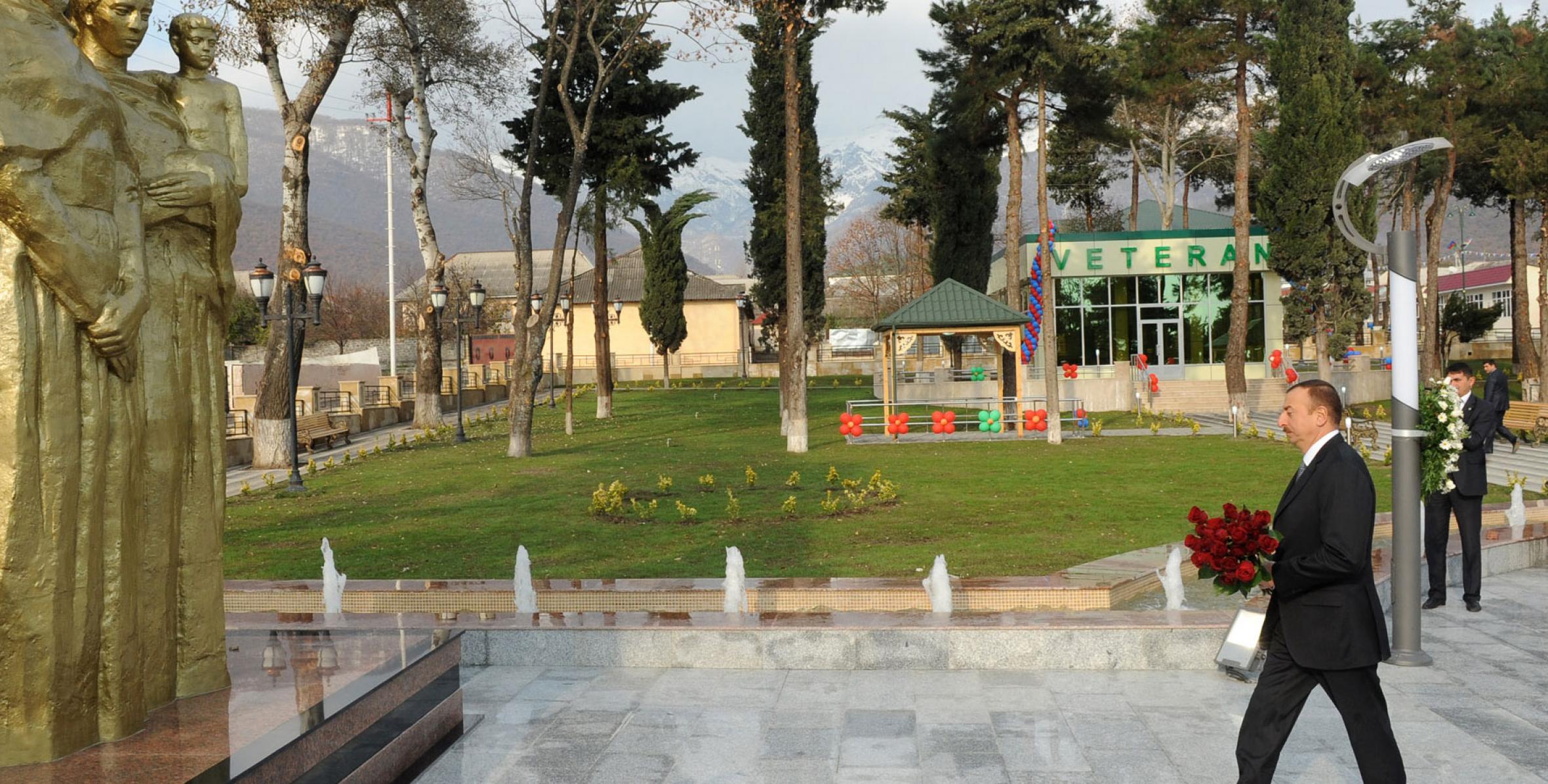 Ilham Aliyev attended the opening of the Park of Heroes in Oguz