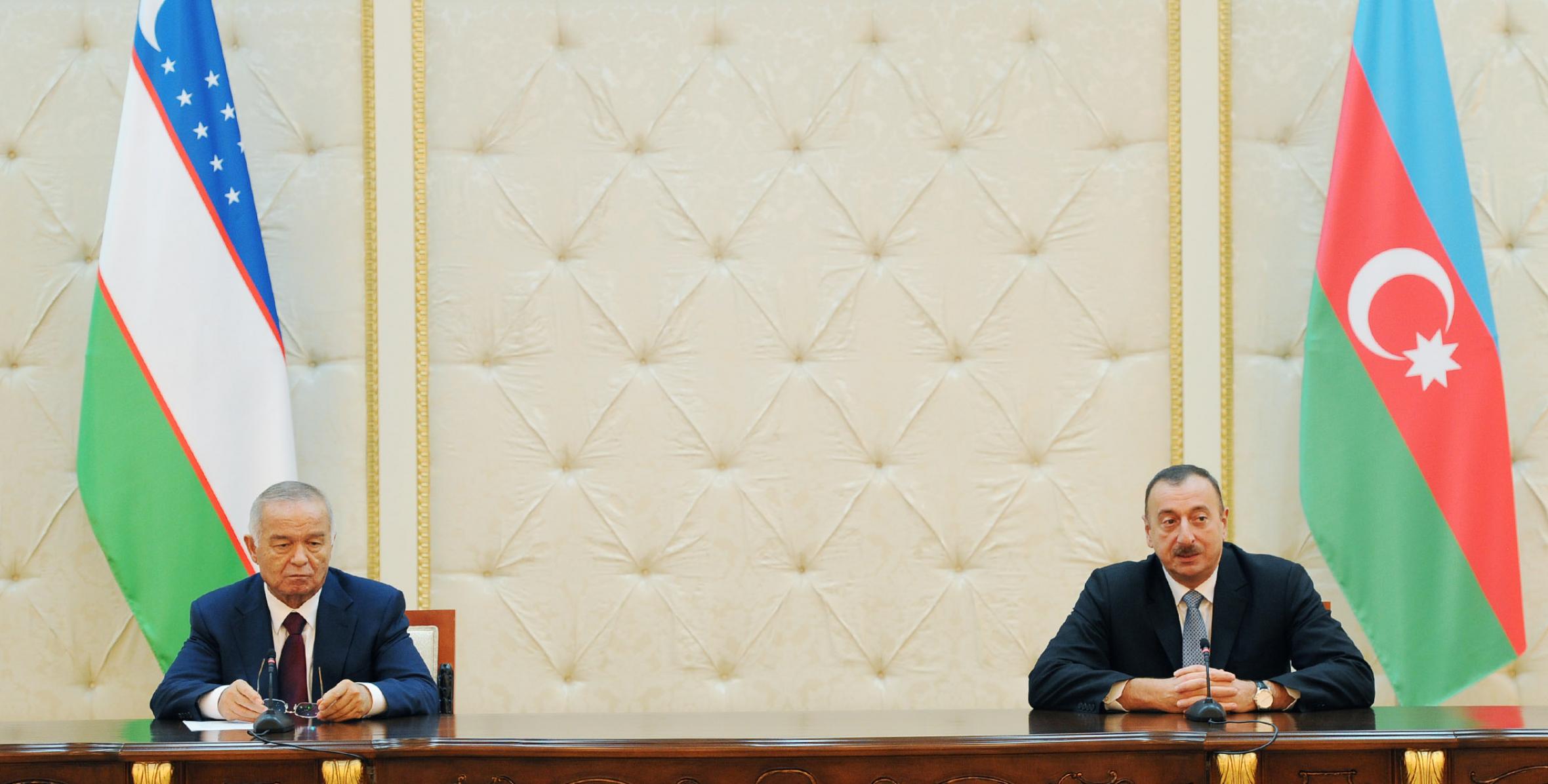 Presidents of Azerbaijan and Uzbekistan made statements for the press