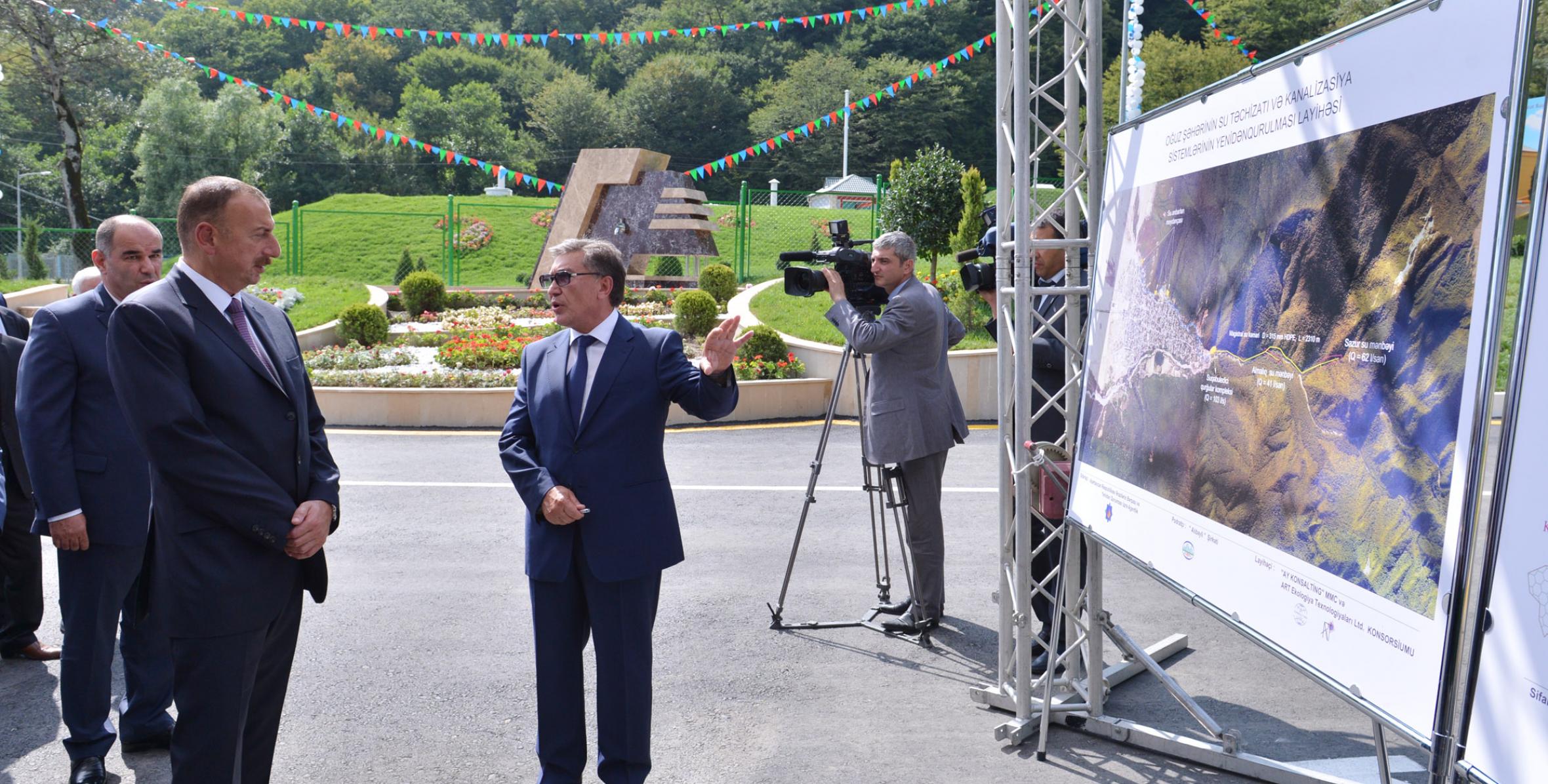 Ilham Aliyev attended a ceremony to supply drinking water to Oguz city