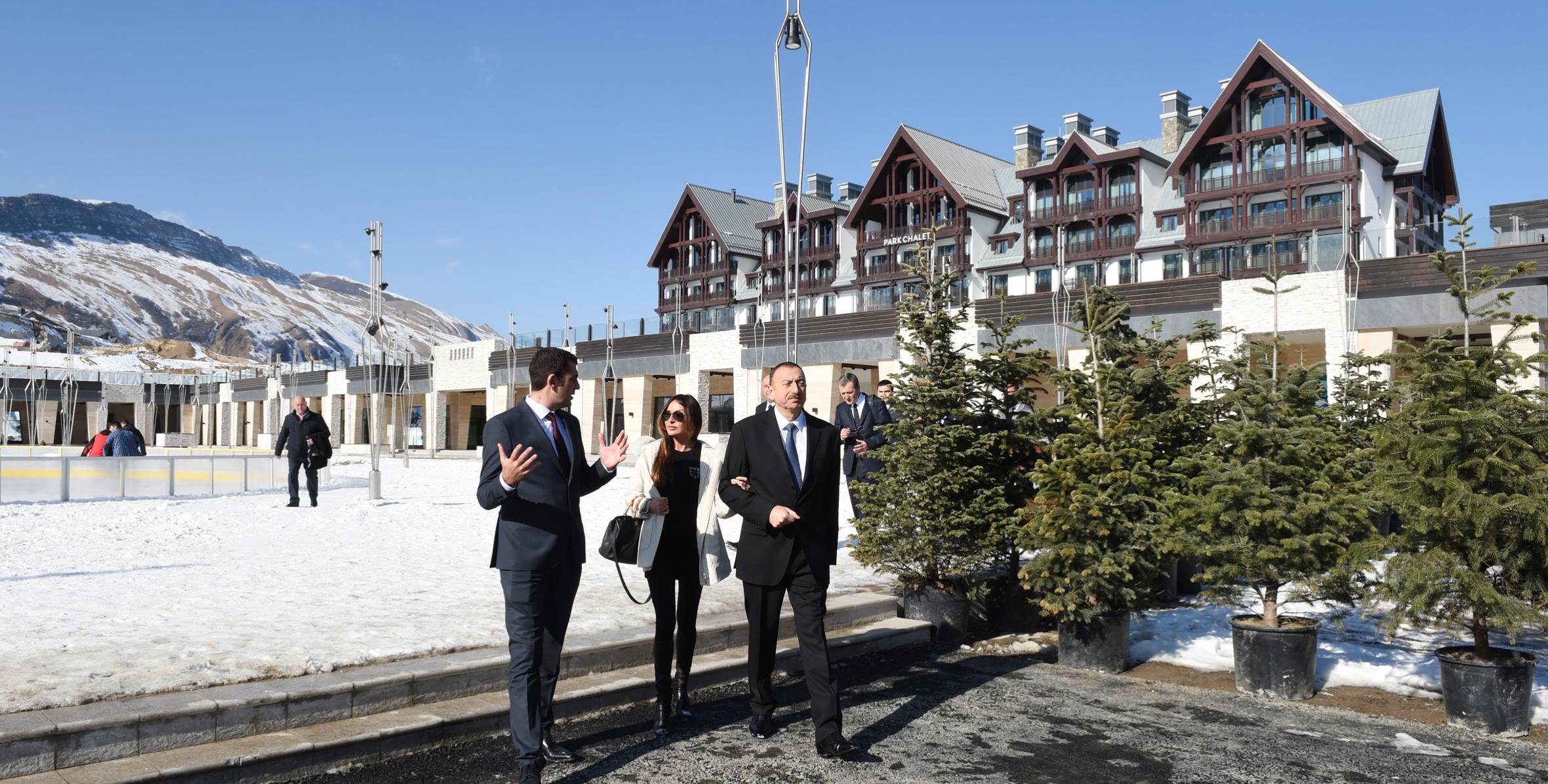 Ильхам Алиев и его супруга Мехрибан Алиева побывали в зимне-летнем туристическом комплексе «Шахдаг» в Гусарском районе