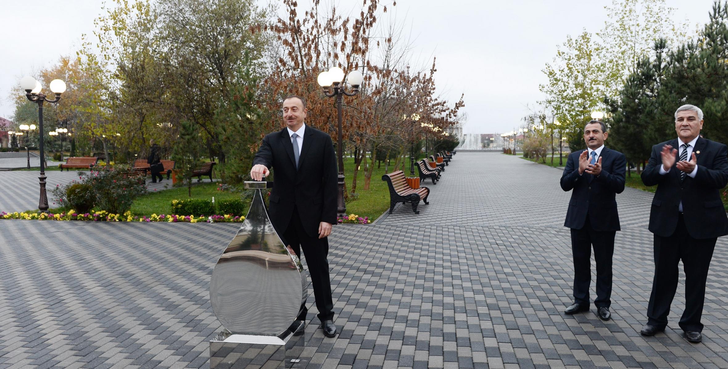 Ильхам Алиев принял участие в церемонии подачи питьевой воды в город Сабирабад