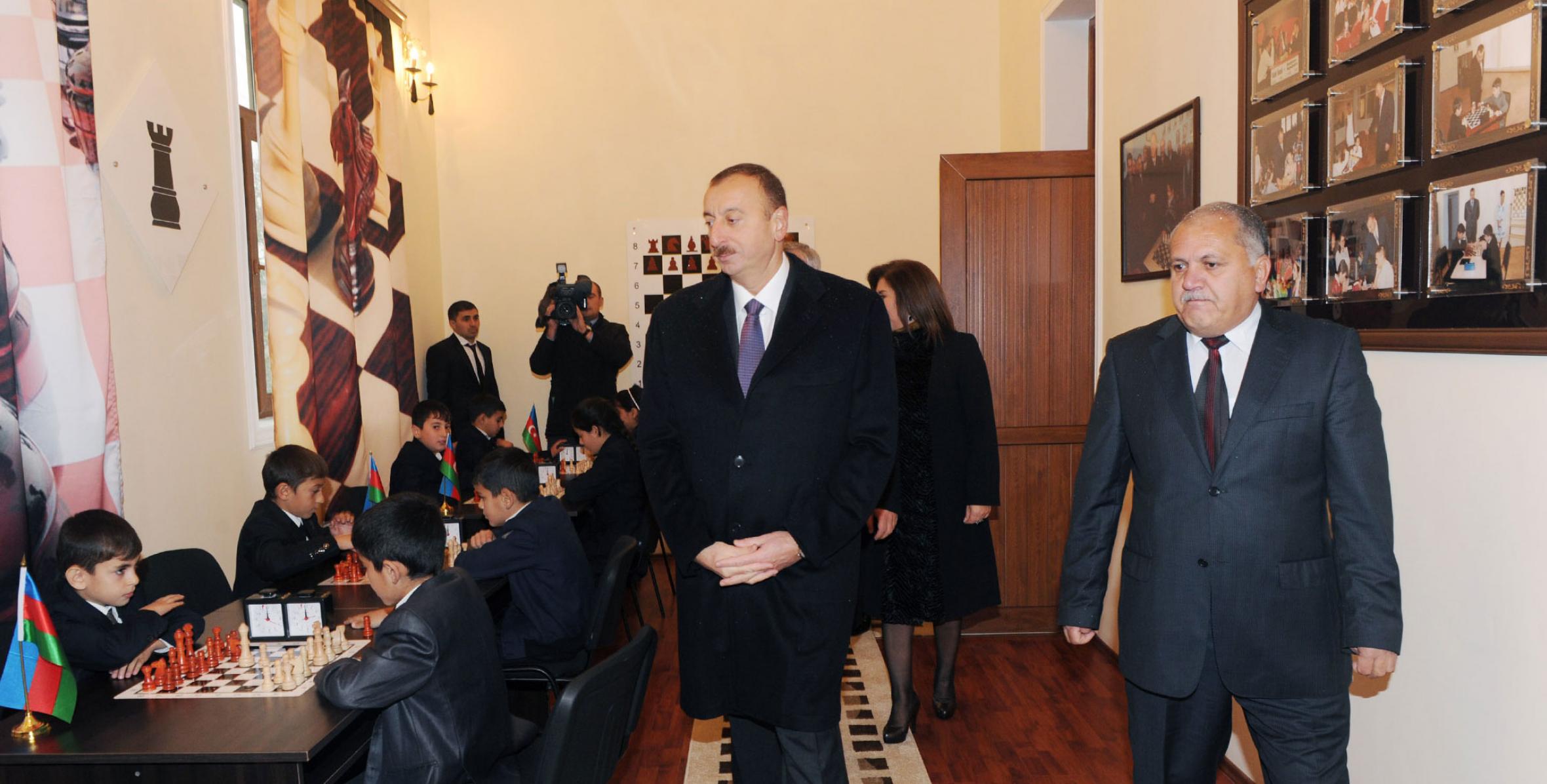 Ilham Aliyev attended the opening of the Horadiz Chess School after major reconstruction