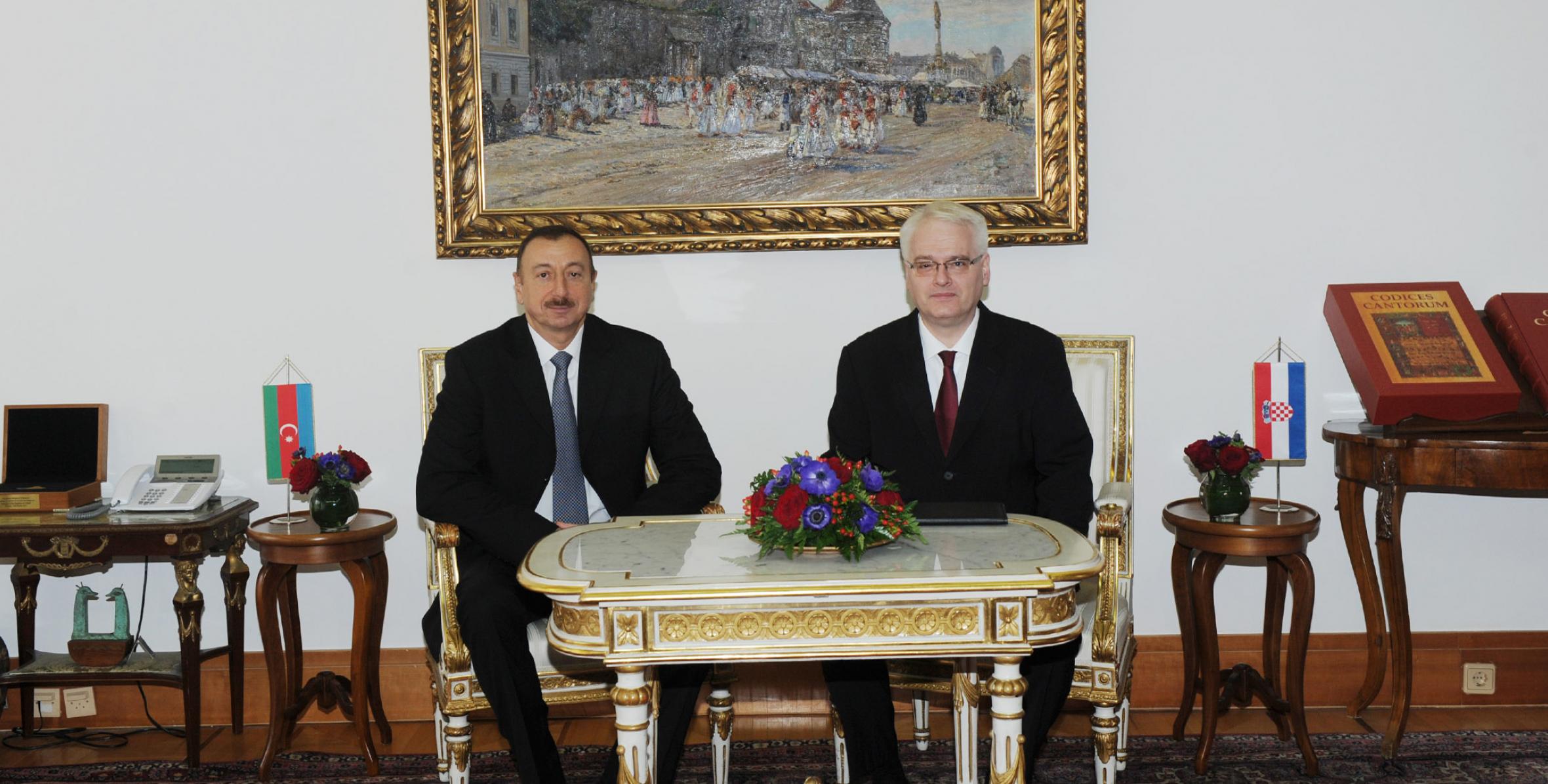 Ilham Aliyev and President of the Republic of Croatia Ivo Josipović held a one-on-one meeting
