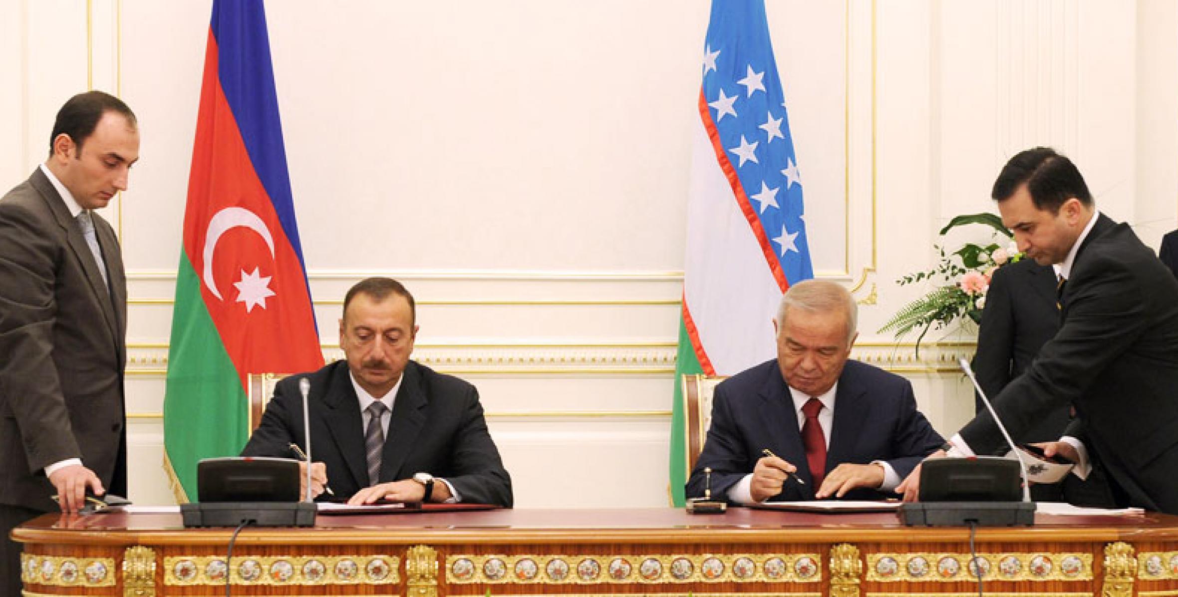 Состоялась церемония подписания азербайджано-узбекских документов